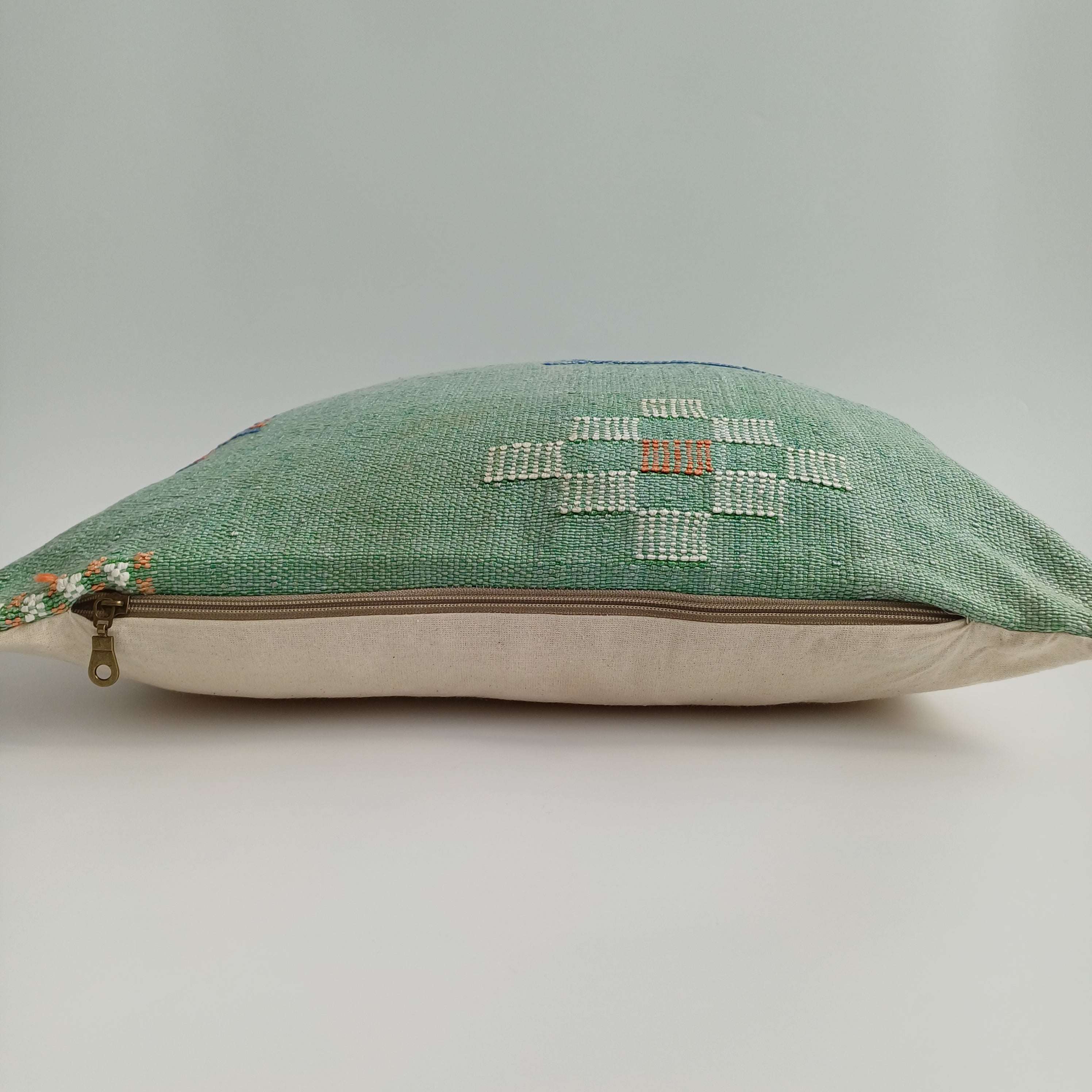 Moroccan Handmade Sage Green Cactus Silk Cushion Cover 20''x20'' / 50x50 CM