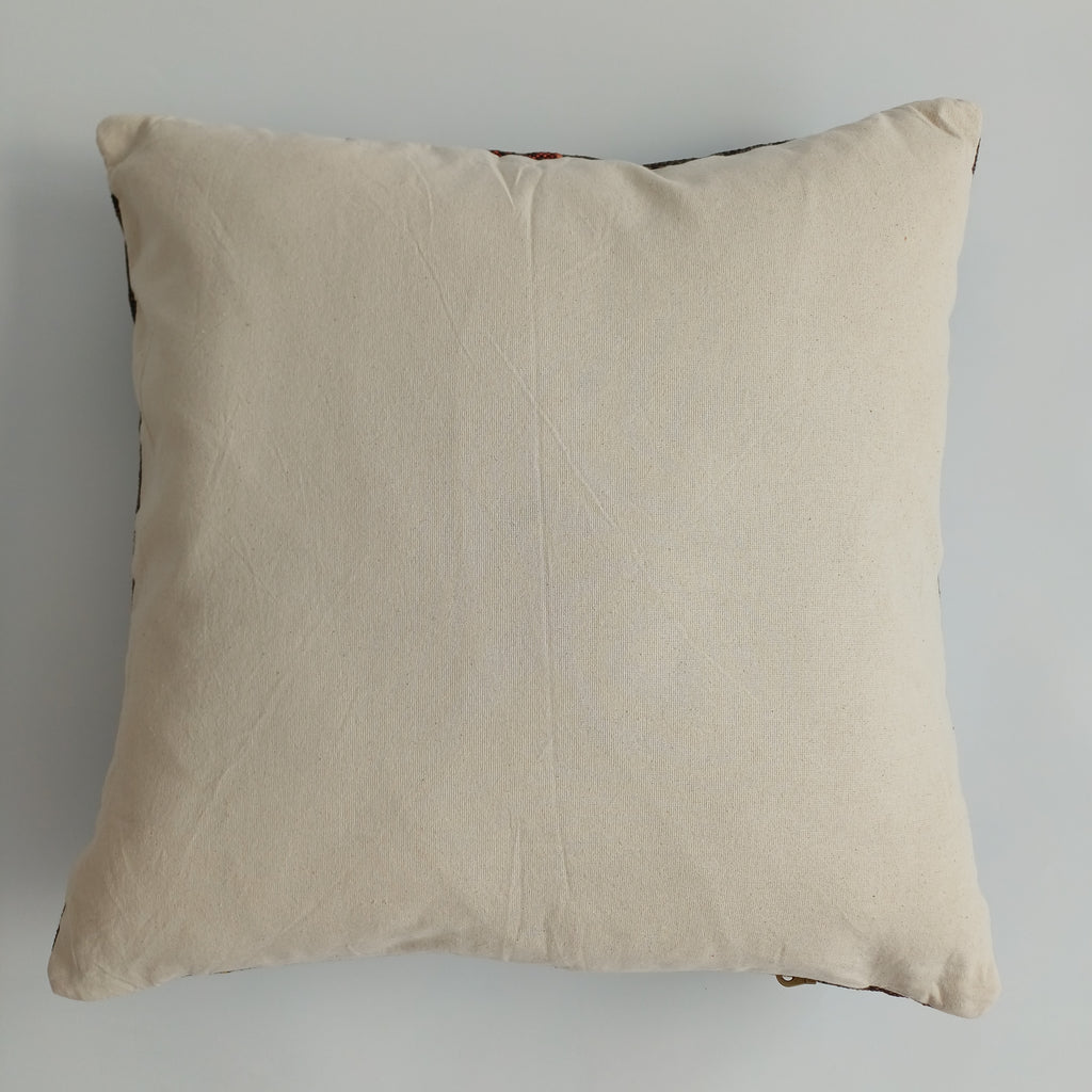 Moroccan Handmade Charcoal Brown Cactus Silk Cushion Cover 20''x20'' / 50x50 CM