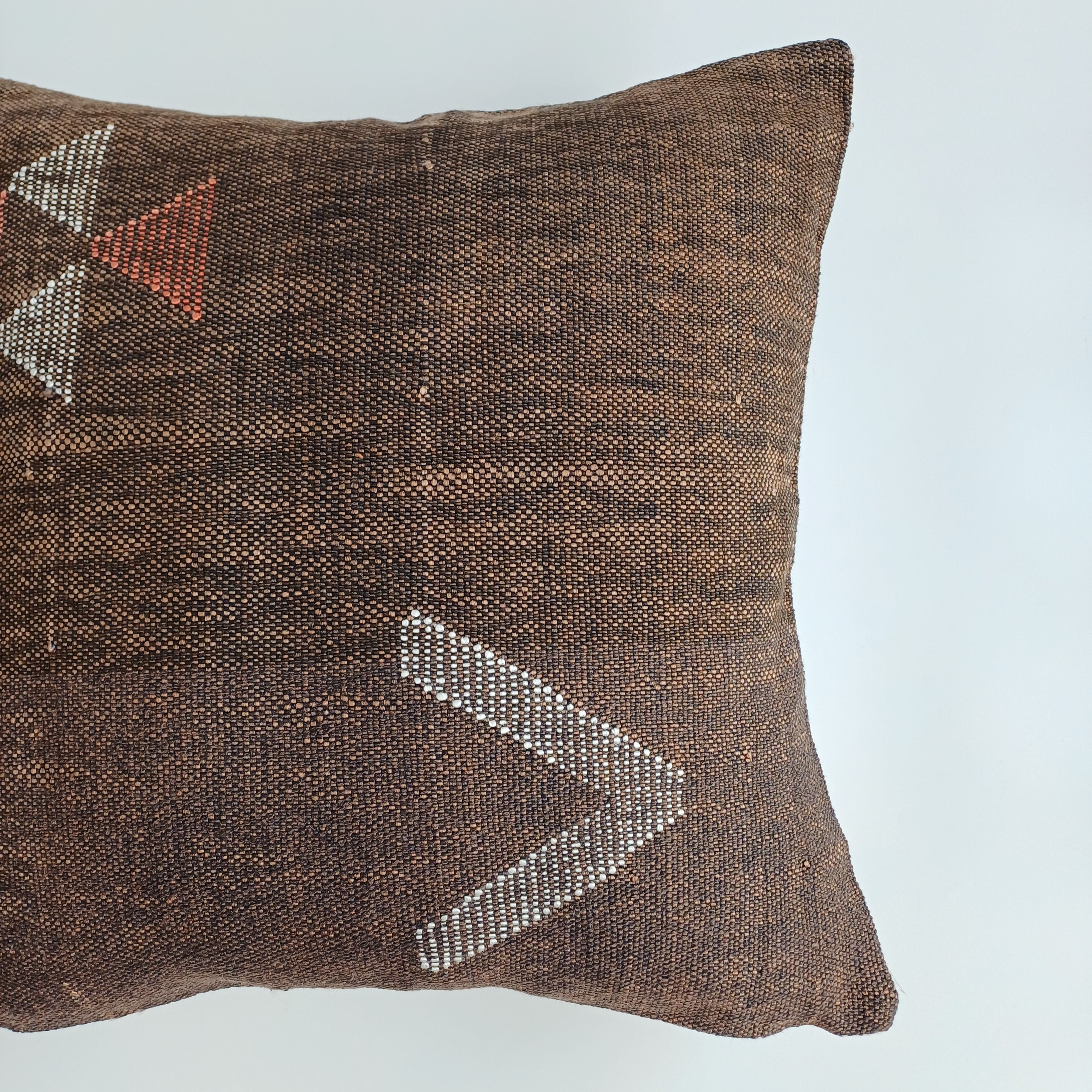 Moroccan Handmade Charcoal Brown Cactus Silk Cushion Cover 20''x20'' / 50x50 CM