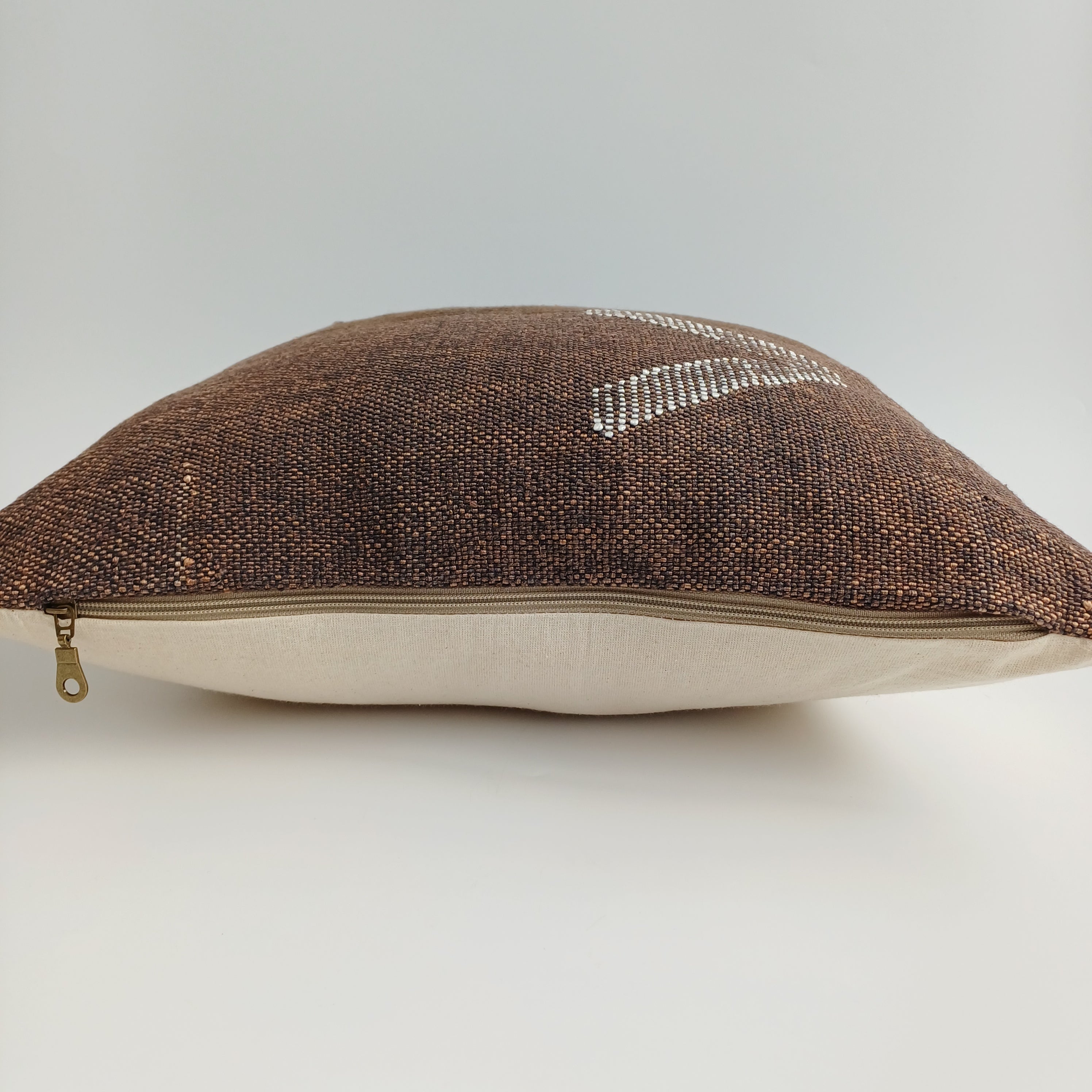 Moroccan Handmade Charcoal Brown Cactus Silk Cushion Cover 20''x20'' / 50x50 CM