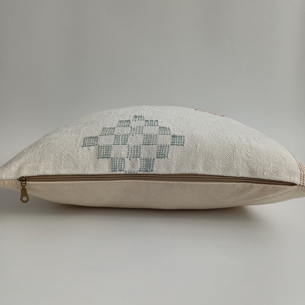 Moroccan Handmade Cream White Cactus Silk Cushion Cover 20''x20'' / 50x50 CM