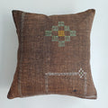 Moroccan Handmade Charcoal Brown Cactus Silk Cushion Cover 20''x20'' / 50x50 CM