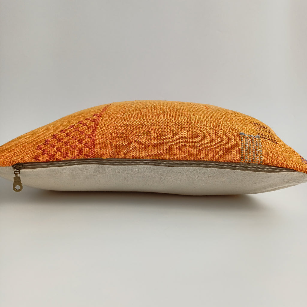 Moroccan Handmade Sunset Orange Cactus Silk Cushion Cover 20''x20'' / 50x50 CM
