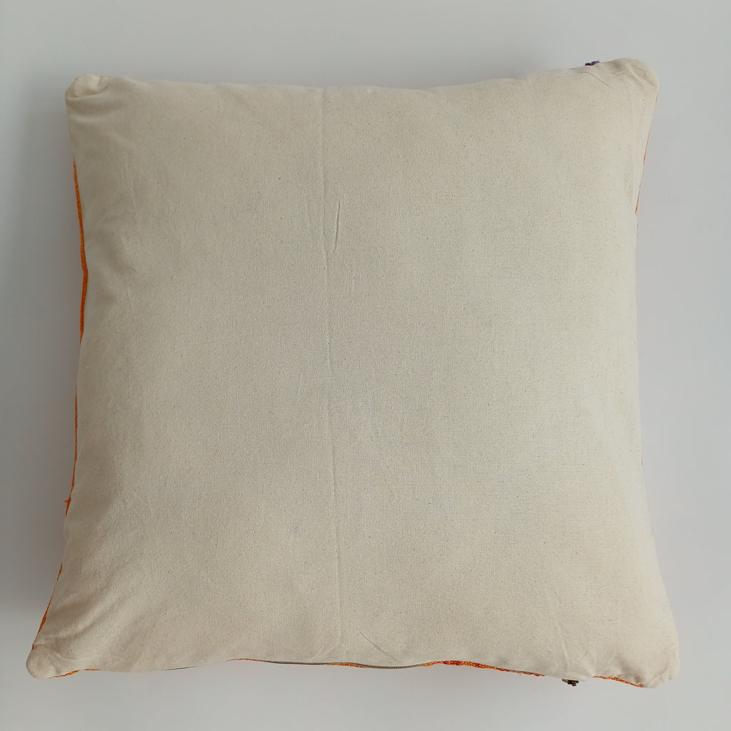Moroccan Handmade Sunset Orange Cactus Silk Cushion Cover 20''x20'' / 50x50 CM