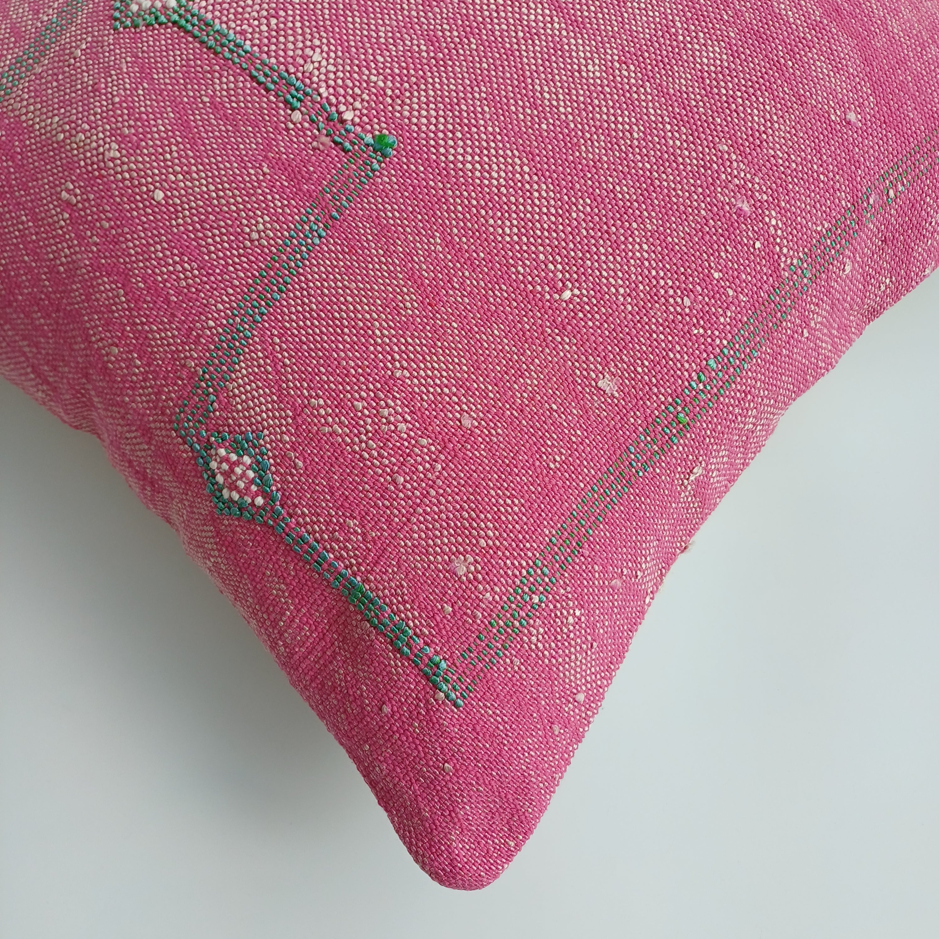 Moroccan Handmade Pink Cactus Silk Cushion Cover 20''x20'' / 50x50 CM