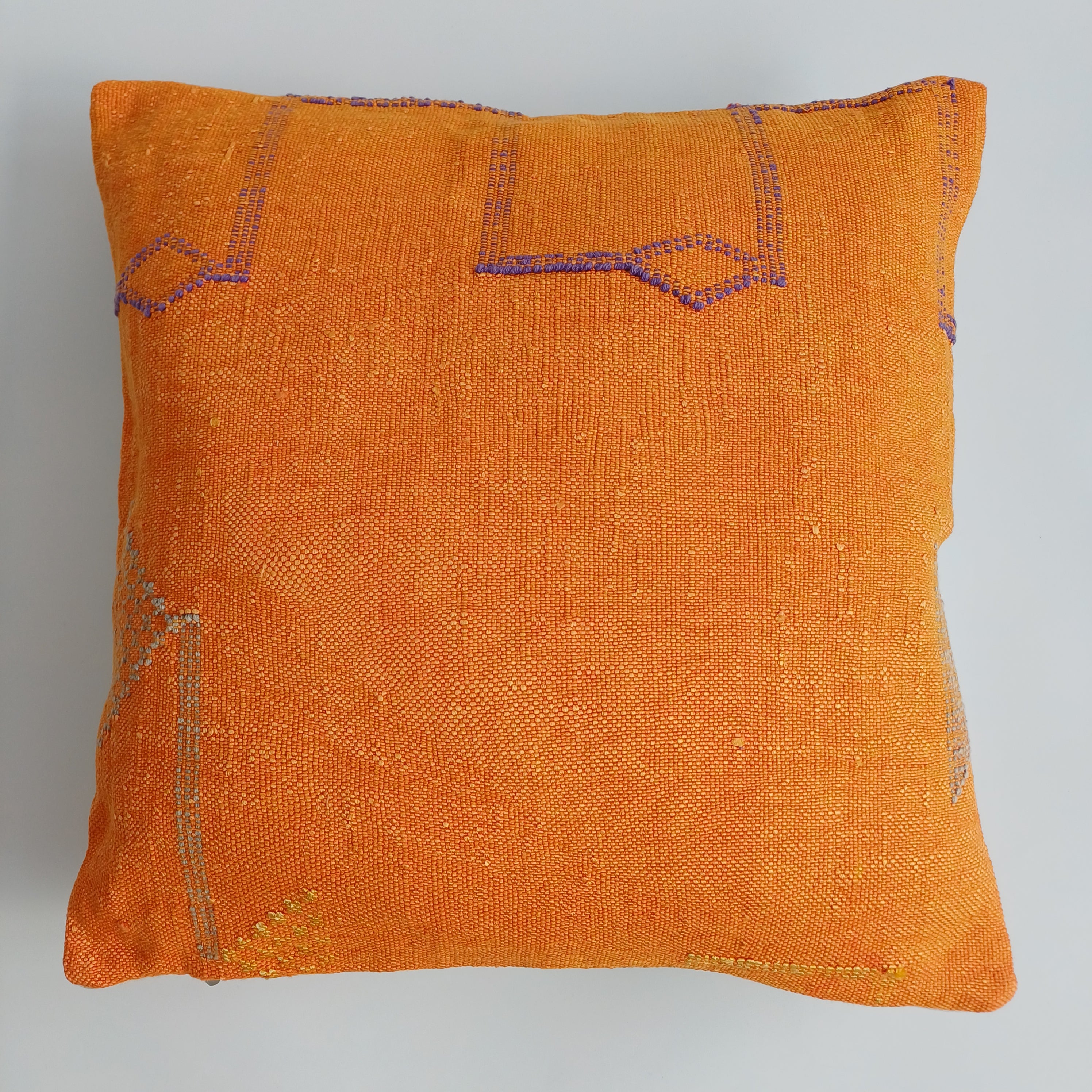 Moroccan Handmade Sunset Orange Cactus Silk Cushion Cover 20''x20'' / 50x50 CM