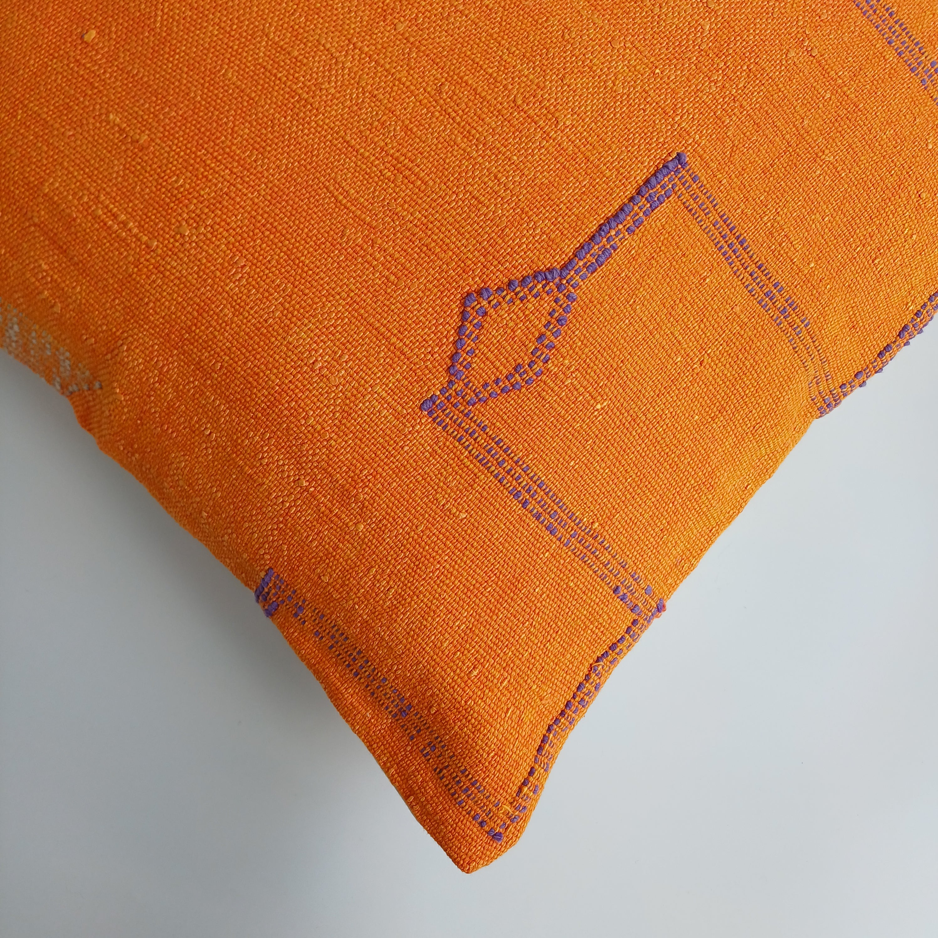 Moroccan Handmade Sunset Orange Cactus Silk Cushion Cover 20''x20'' / 50x50 CM