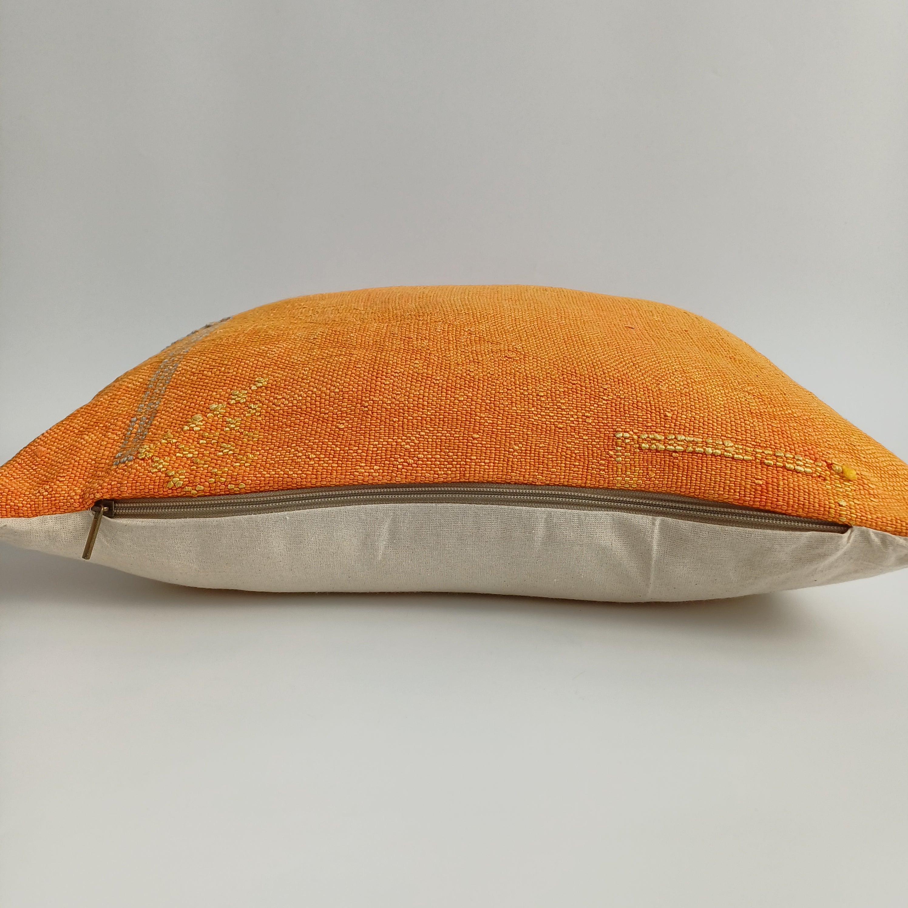 Moroccan Handmade Sunset Orange Cactus Silk Cushion Cover 20''x20'' / 50x50 CM