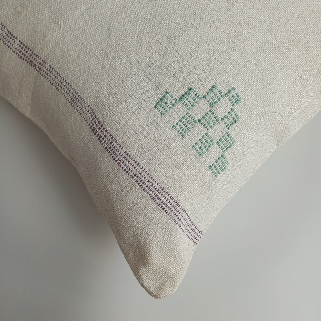 Moroccan Handmade Cream White Cactus Silk Cushion Cover 20''x20'' / 50x50 CM