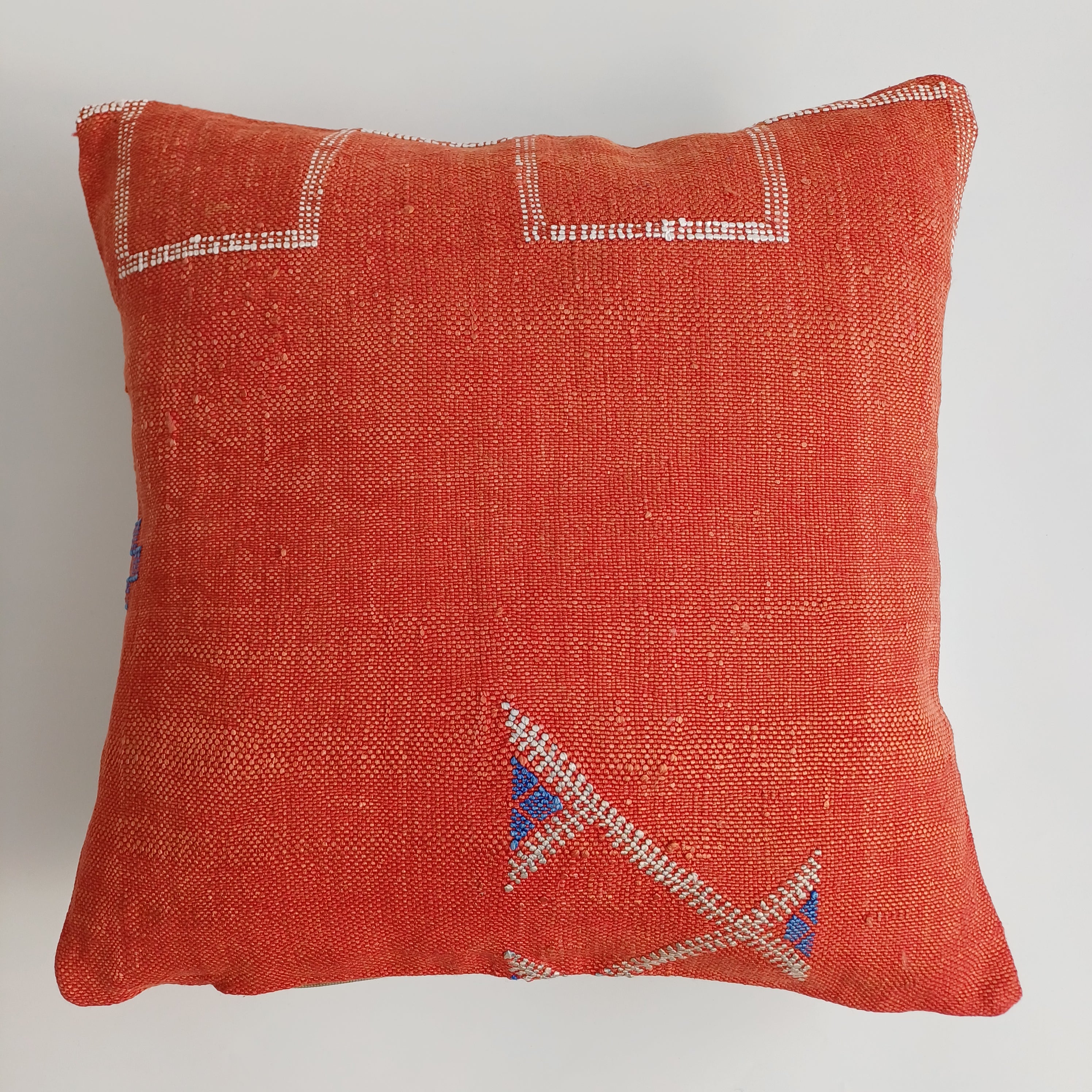 Moroccan Handmade Red Cactus Silk Cushion Cover 20''x20'' / 50x50 CM
