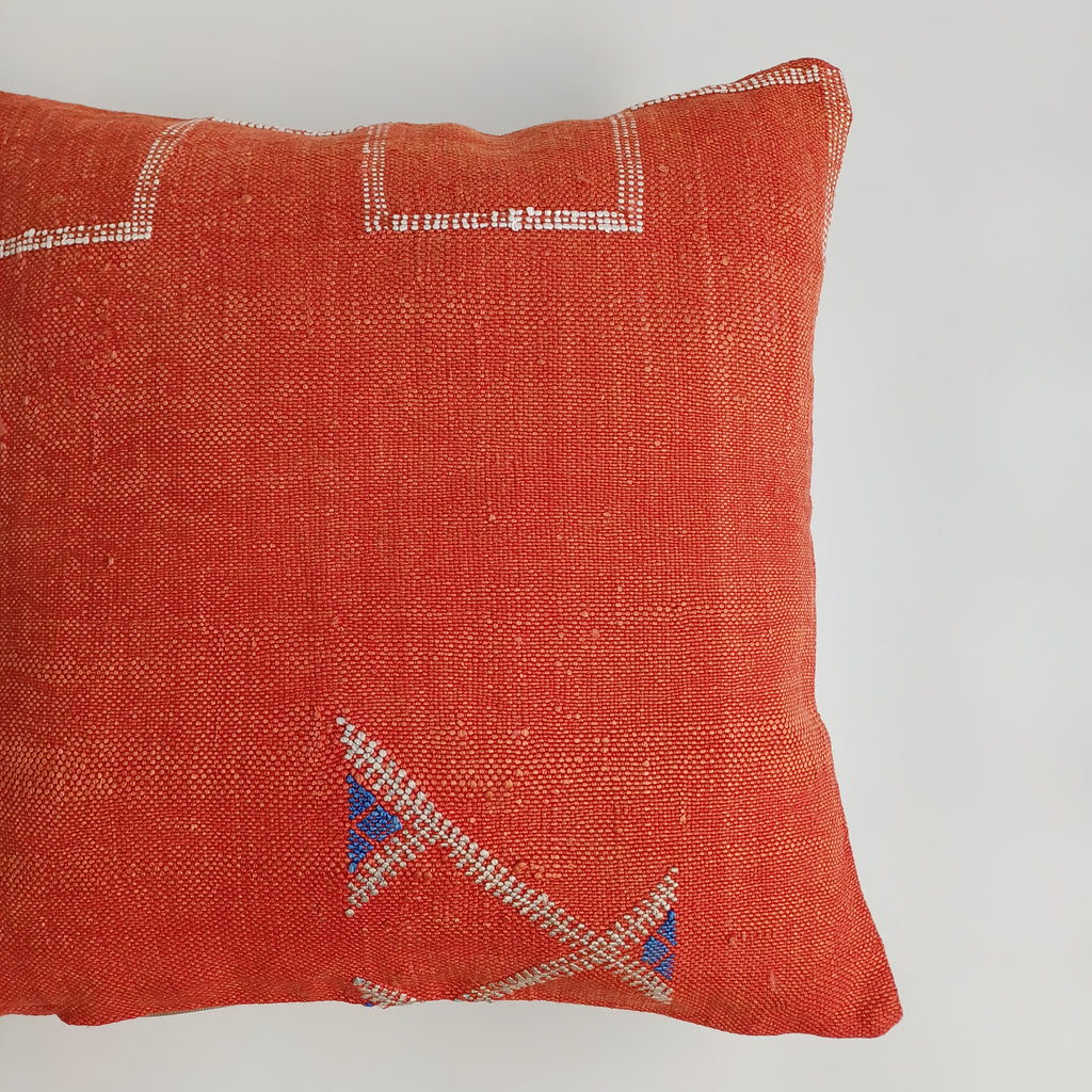 Moroccan Handmade Red Cactus Silk Cushion Cover 20''x20'' / 50x50 CM