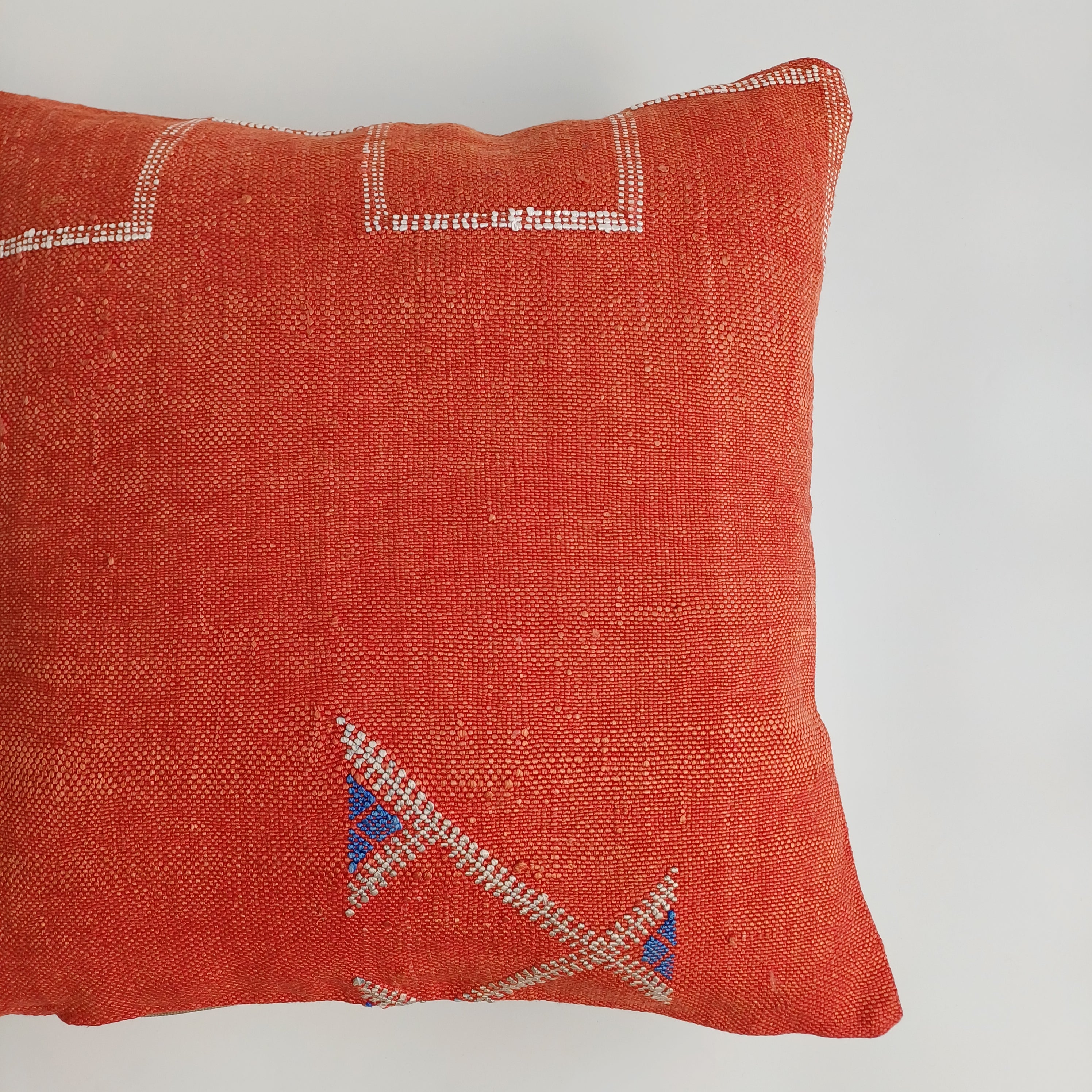 Moroccan Handmade Red Cactus Silk Cushion Cover 20''x20'' / 50x50 CM