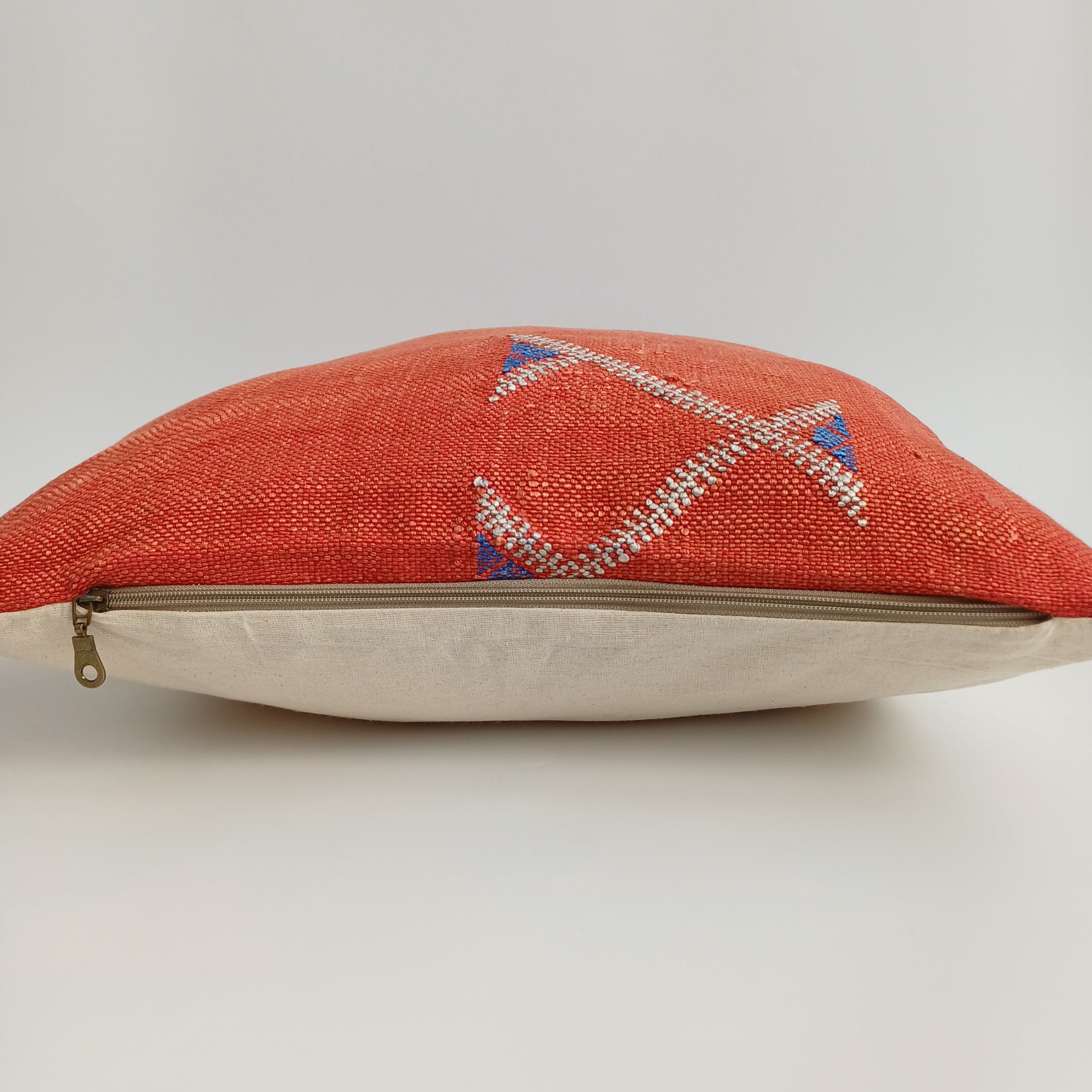 Moroccan Handmade Red Cactus Silk Cushion Cover 20''x20'' / 50x50 CM
