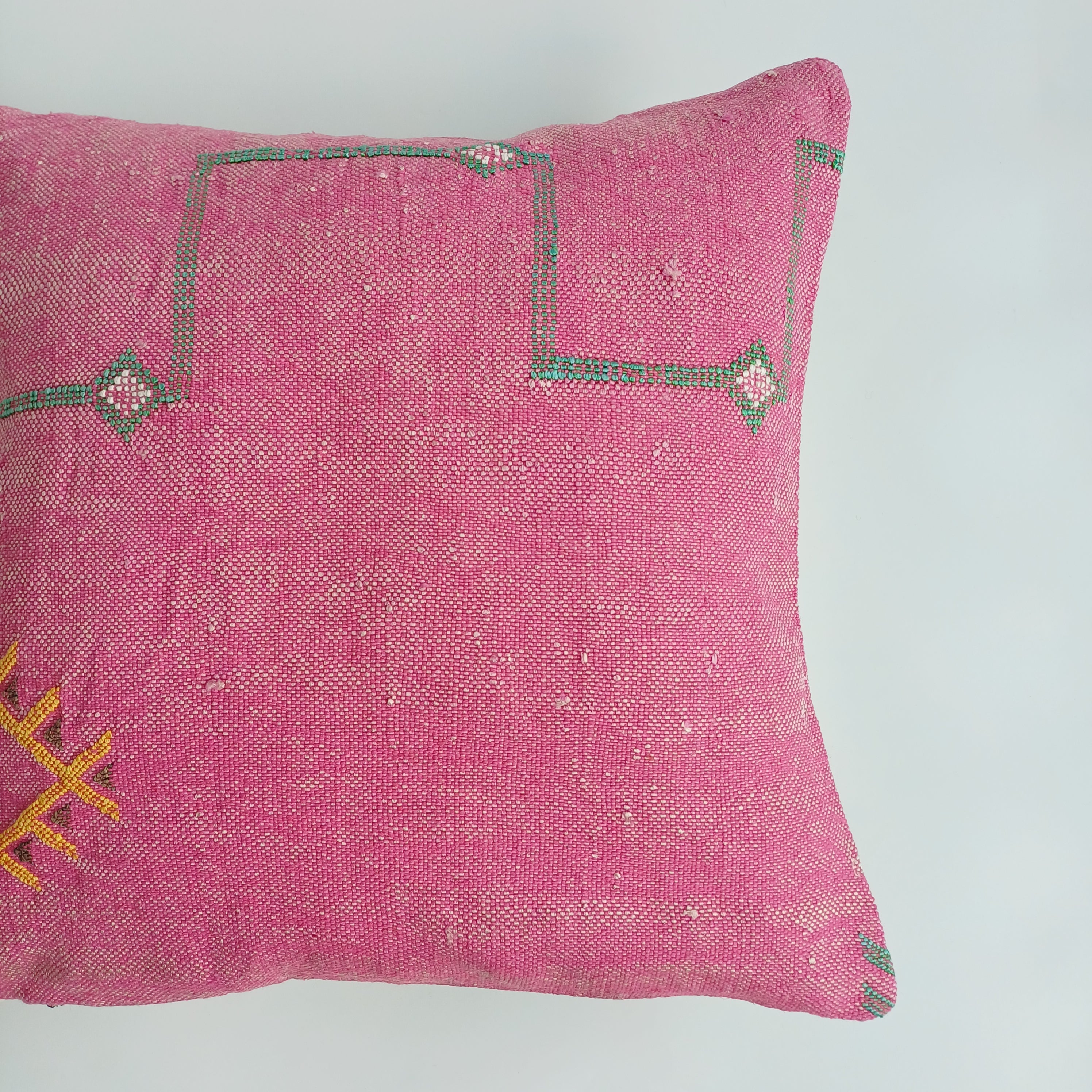 Moroccan Handmade Pink Cactus Silk Cushion Cover 20''x20'' / 50x50 CM