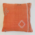 Moroccan Handmade Sunset Orange Cactus Silk Cushion Cover 20''x20'' / 50x50 CM