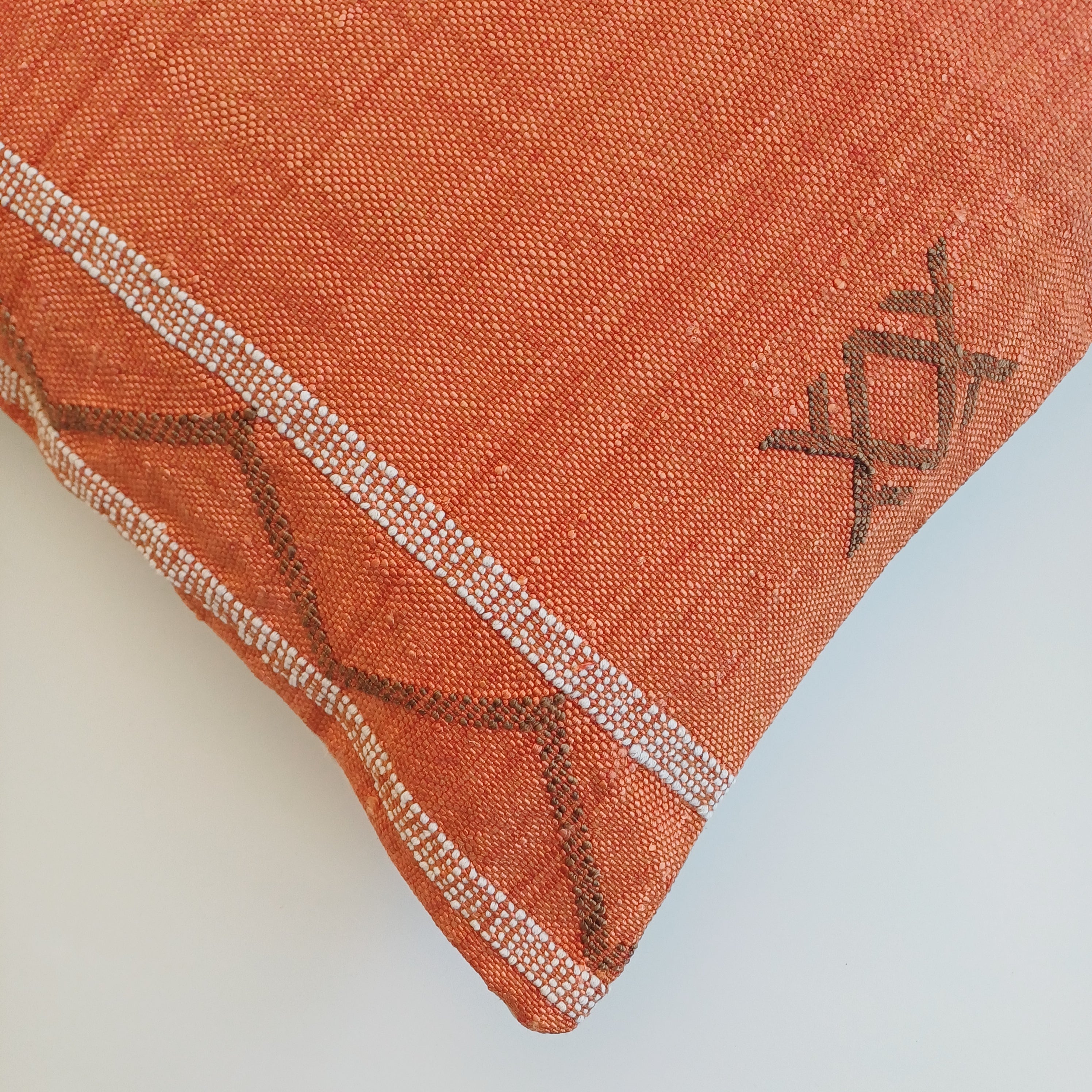Moroccan Handmade Sunset Orange Cactus Silk Cushion Cover 20''x20'' / 50x50 CM