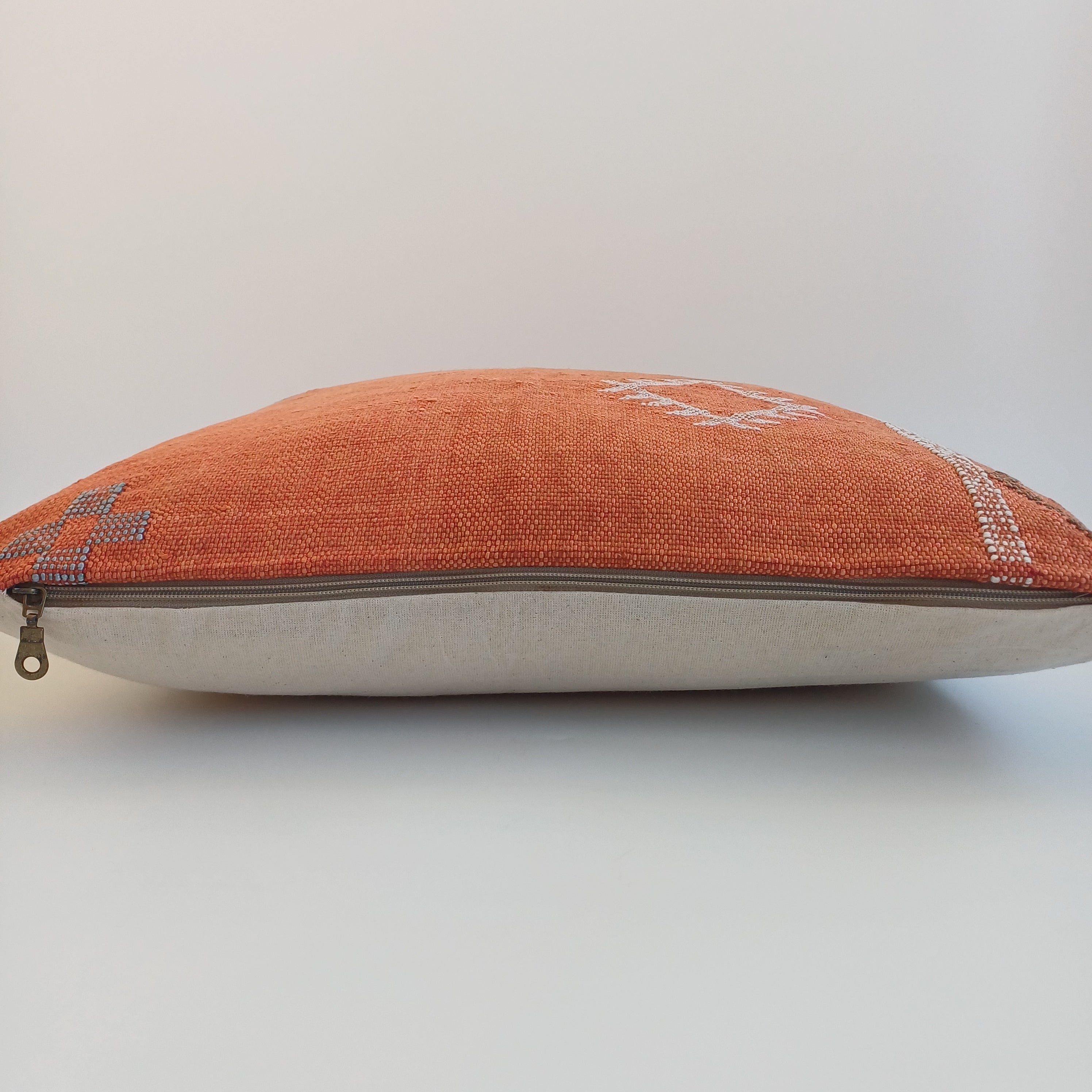 Moroccan Handmade Sunset Orange Cactus Silk Cushion Cover 20''x20'' / 50x50 CM