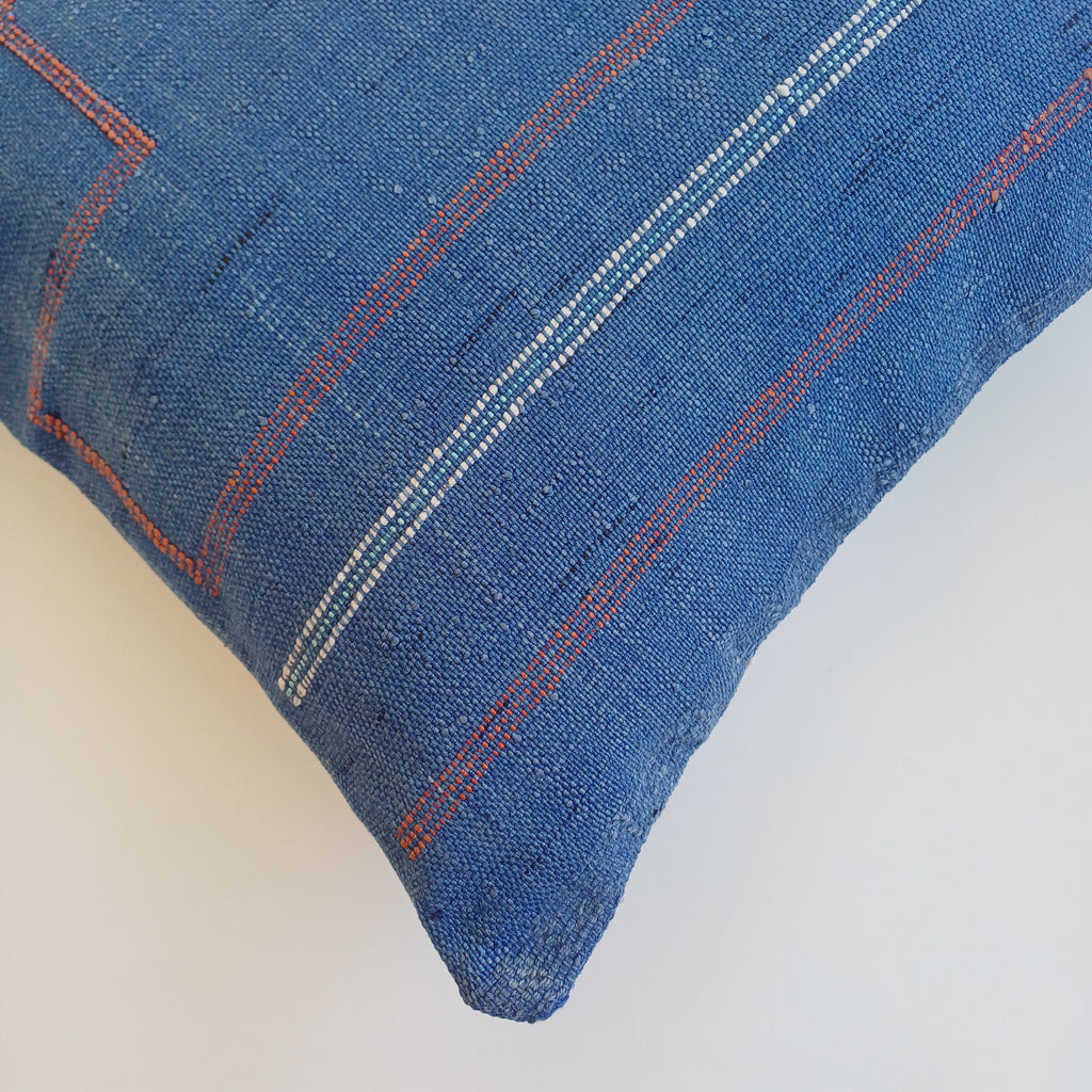 Moroccan Handmade Royal Blue Cactus Silk Cushion Cover 20''x20'' / 50x50 CM