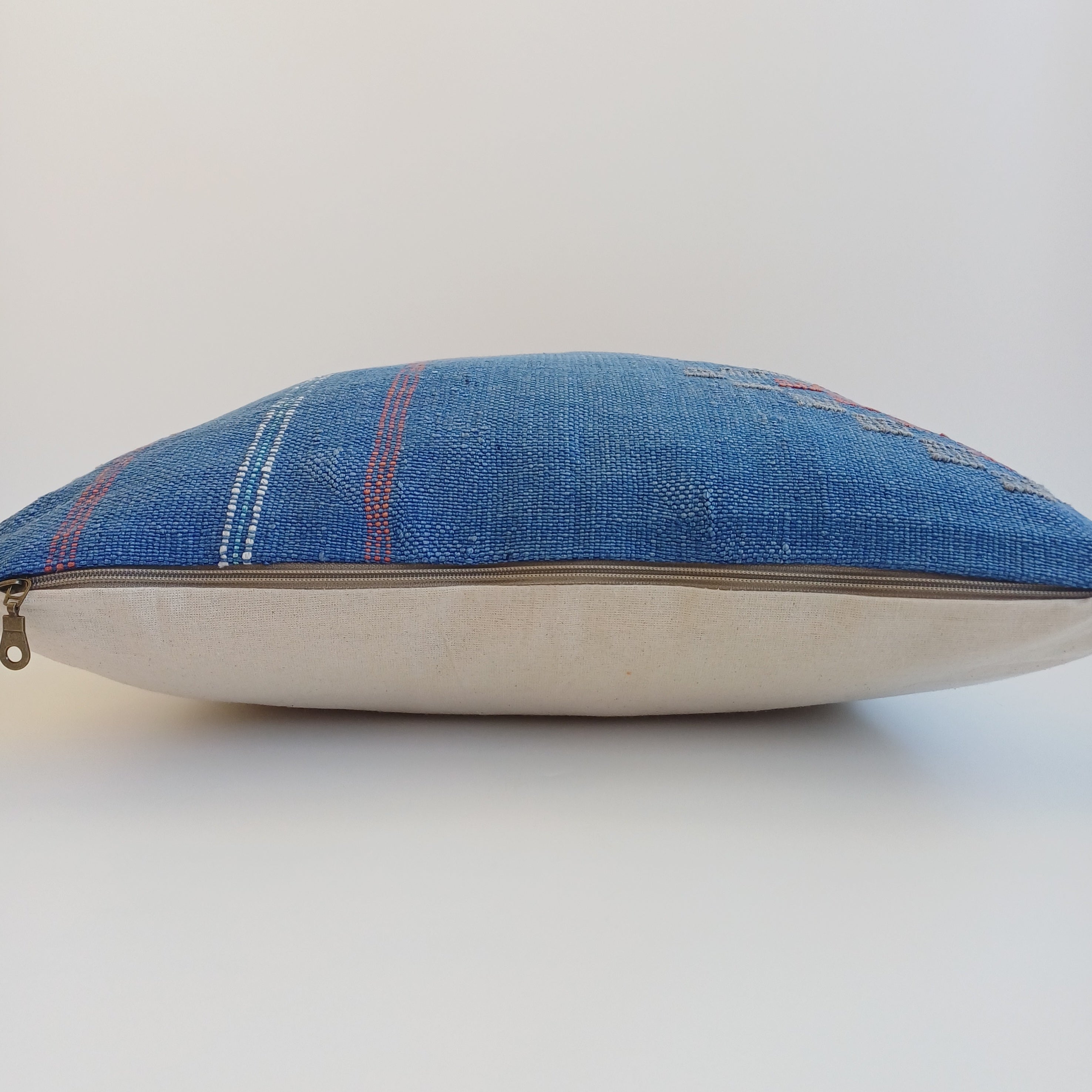 Moroccan Handmade Royal Blue Cactus Silk Cushion Cover 20''x20'' / 50x50 CM