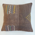 Moroccan Handmade Charcoal Brown Cactus Silk Cushion Cover 20''x20'' / 50x50 CM