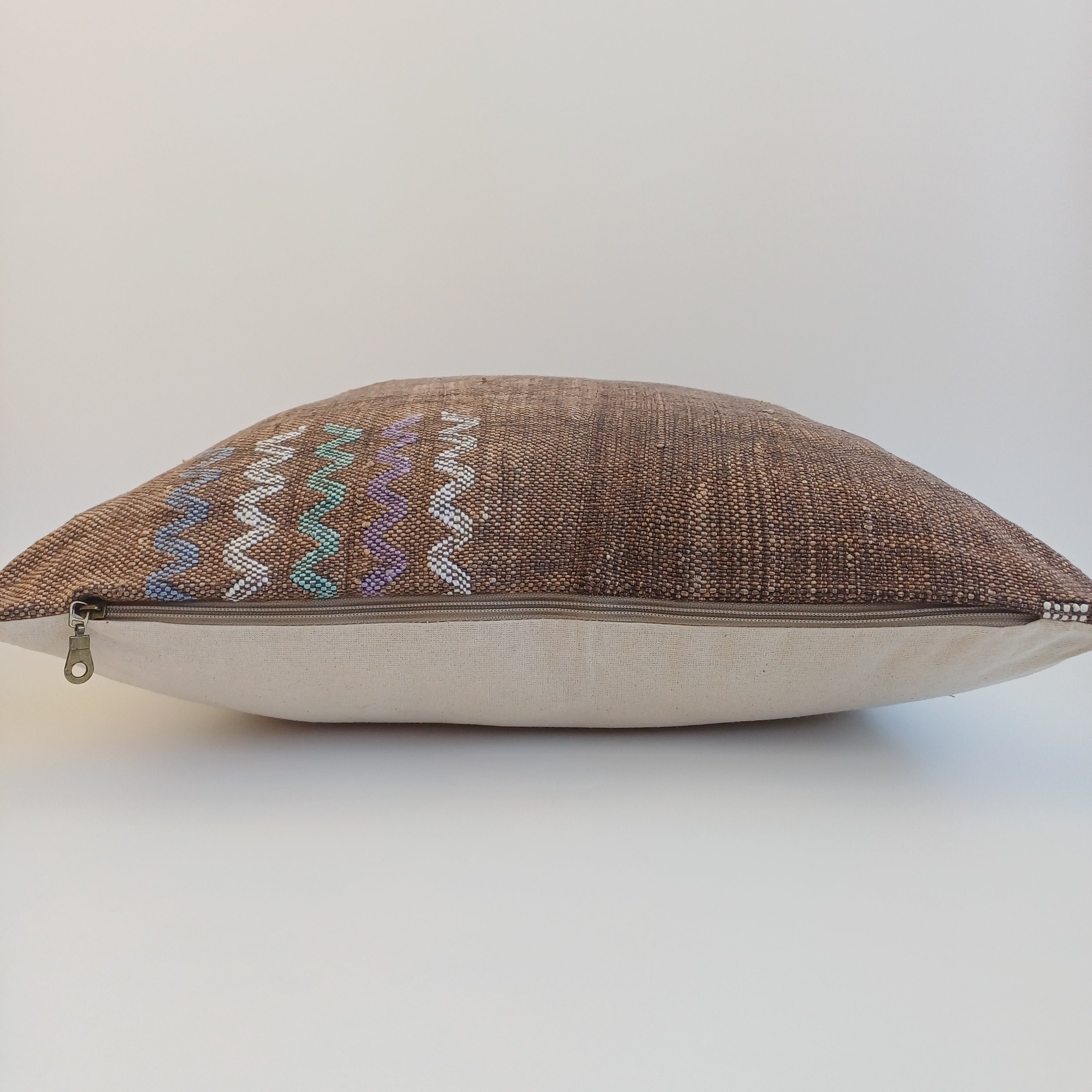 Moroccan Handmade Charcoal Brown Cactus Silk Cushion Cover 20''x20'' / 50x50 CM