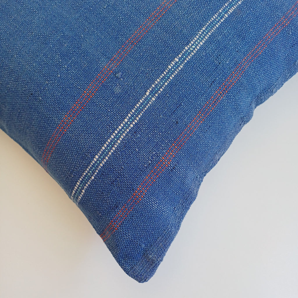 Moroccan Handmade Royal Blue Cactus Silk Cushion Cover 20''x20'' / 50x50 CM