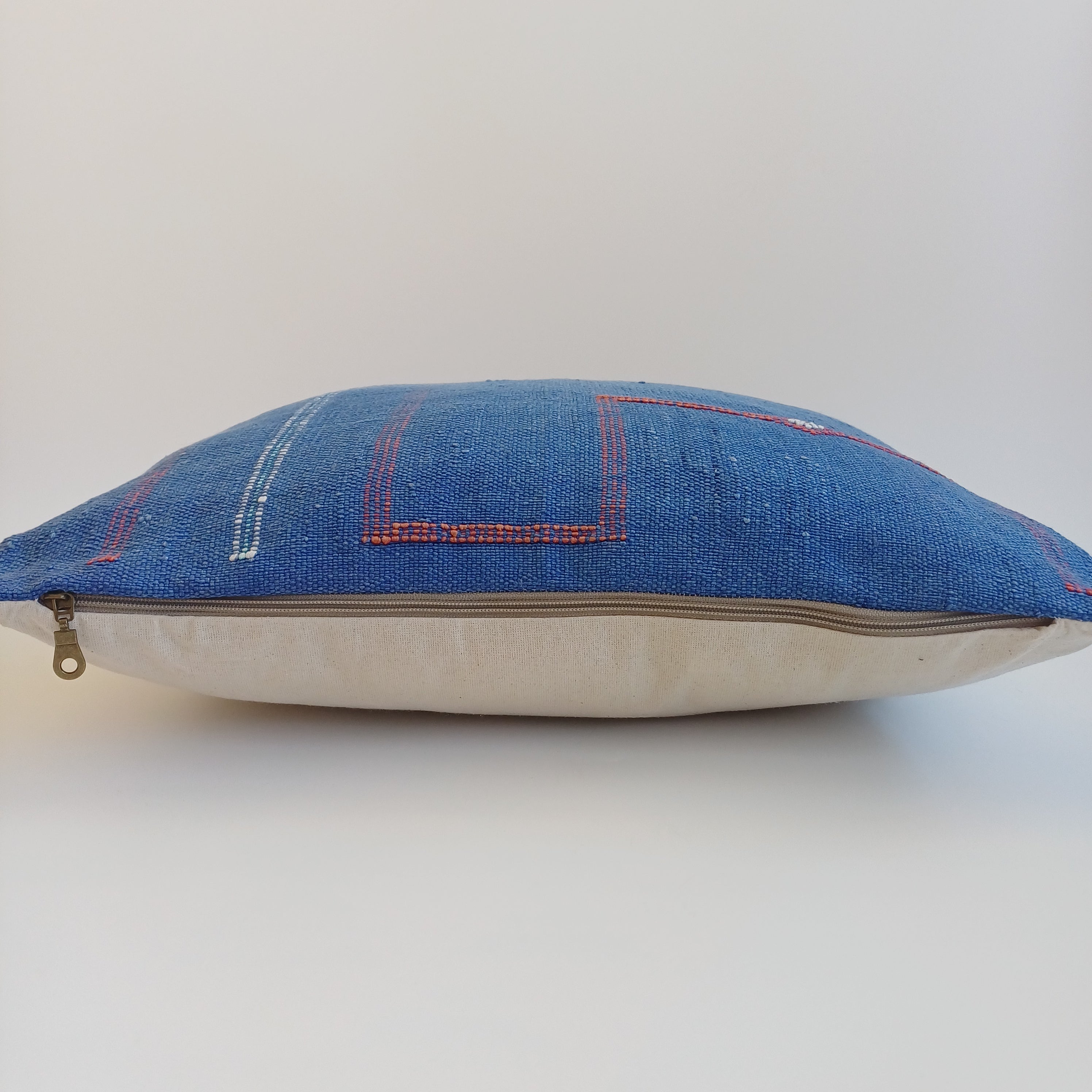 Moroccan Handmade Royal Blue Cactus Silk Cushion Cover 20''x20'' / 50x50 CM