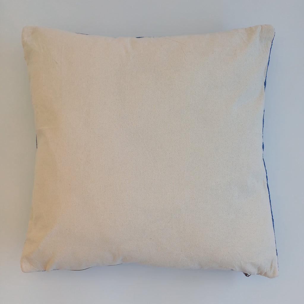 Moroccan Handmade Royal Blue Cactus Silk Cushion Cover 20''x20'' / 50x50 CM