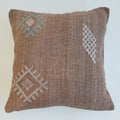 Moroccan Handmade Charcoal Brown Cactus Silk Cushion Cover 20''x20'' / 50x50 CM