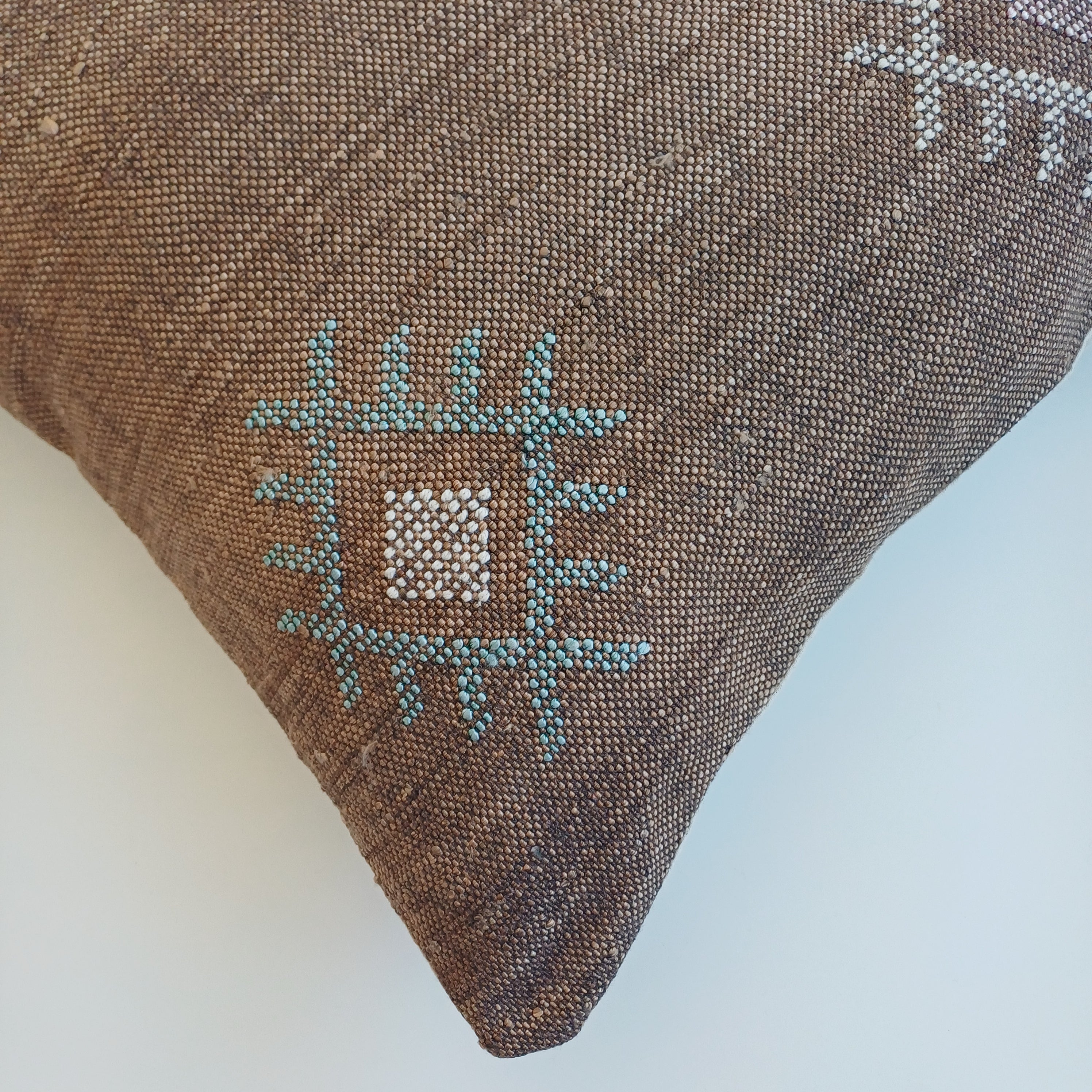 Moroccan Handmade Charcoal Brown Cactus Silk Cushion Cover 20''x20'' / 50x50 CM