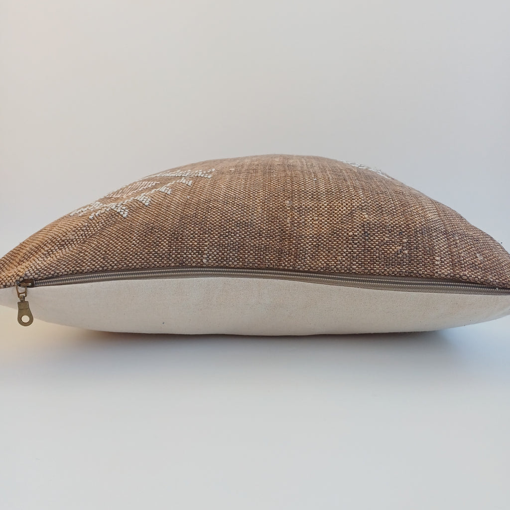Moroccan Handmade Charcoal Brown Cactus Silk Cushion Cover 20''x20'' / 50x50 CM