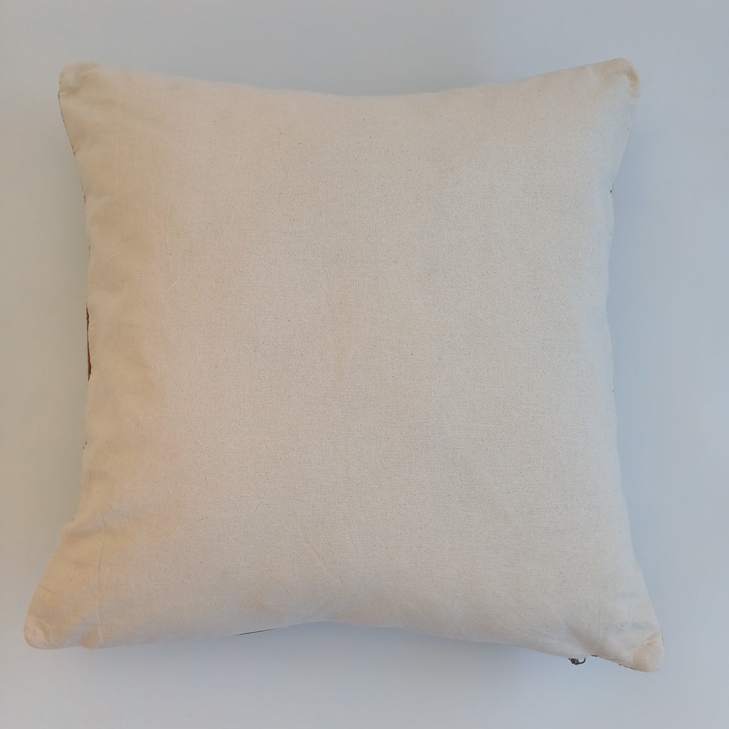 Moroccan Handmade Charcoal Brown Cactus Silk Cushion Cover 20''x20'' / 50x50 CM