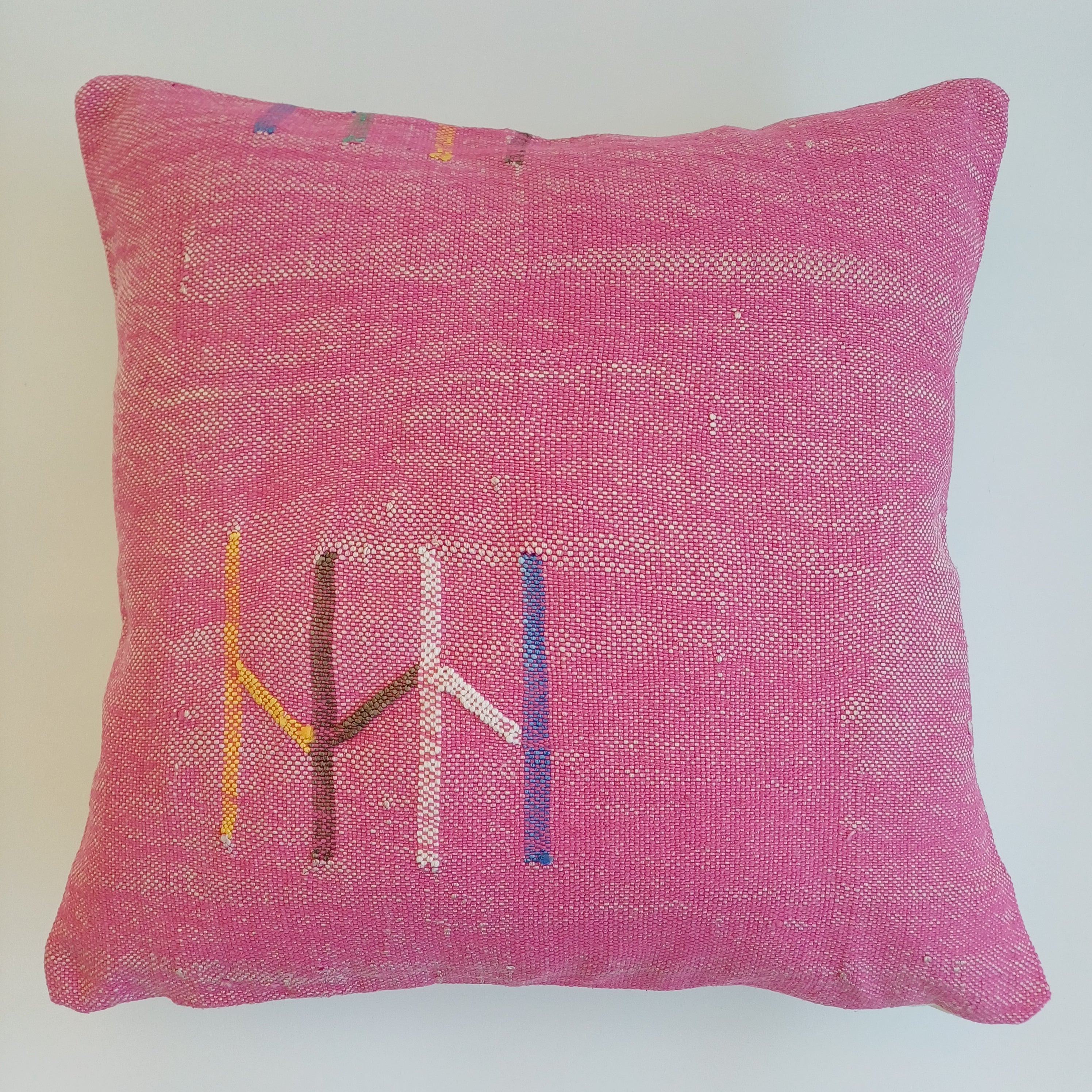 Moroccan Handmade Pink Cactus Silk Cushion Cover 20''x20'' / 50x50 CM