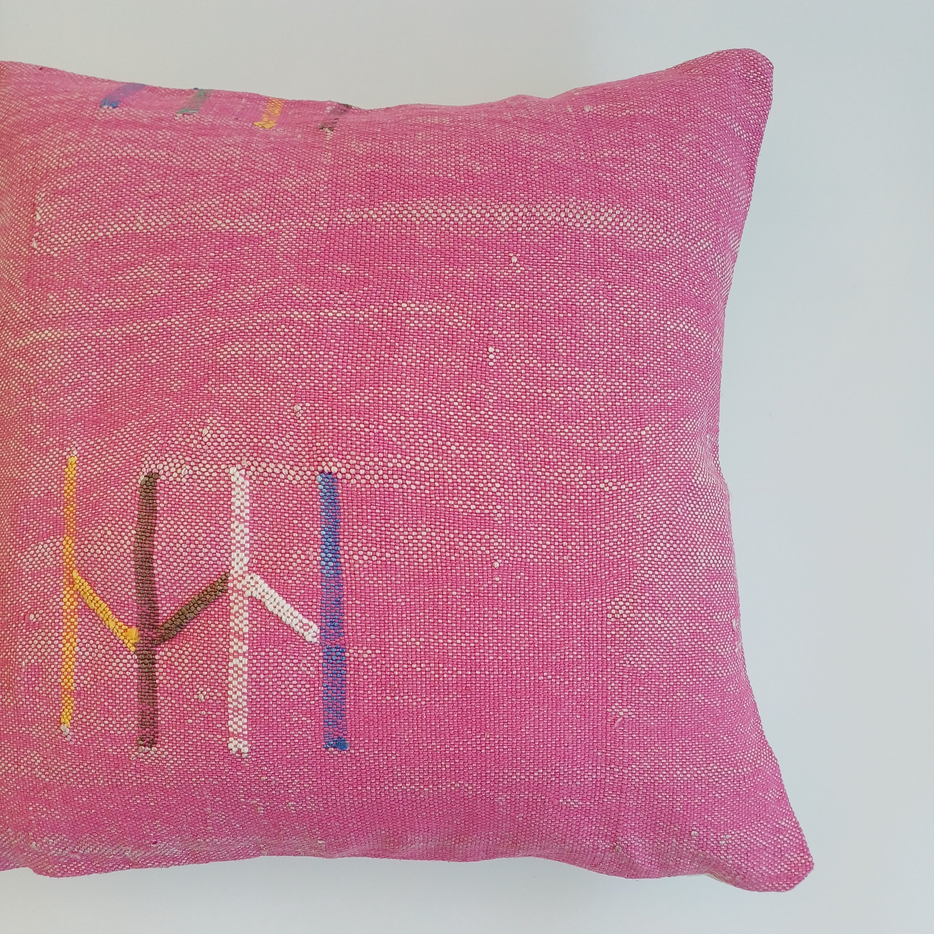 Moroccan Handmade Pink Cactus Silk Cushion Cover 20''x20'' / 50x50 CM