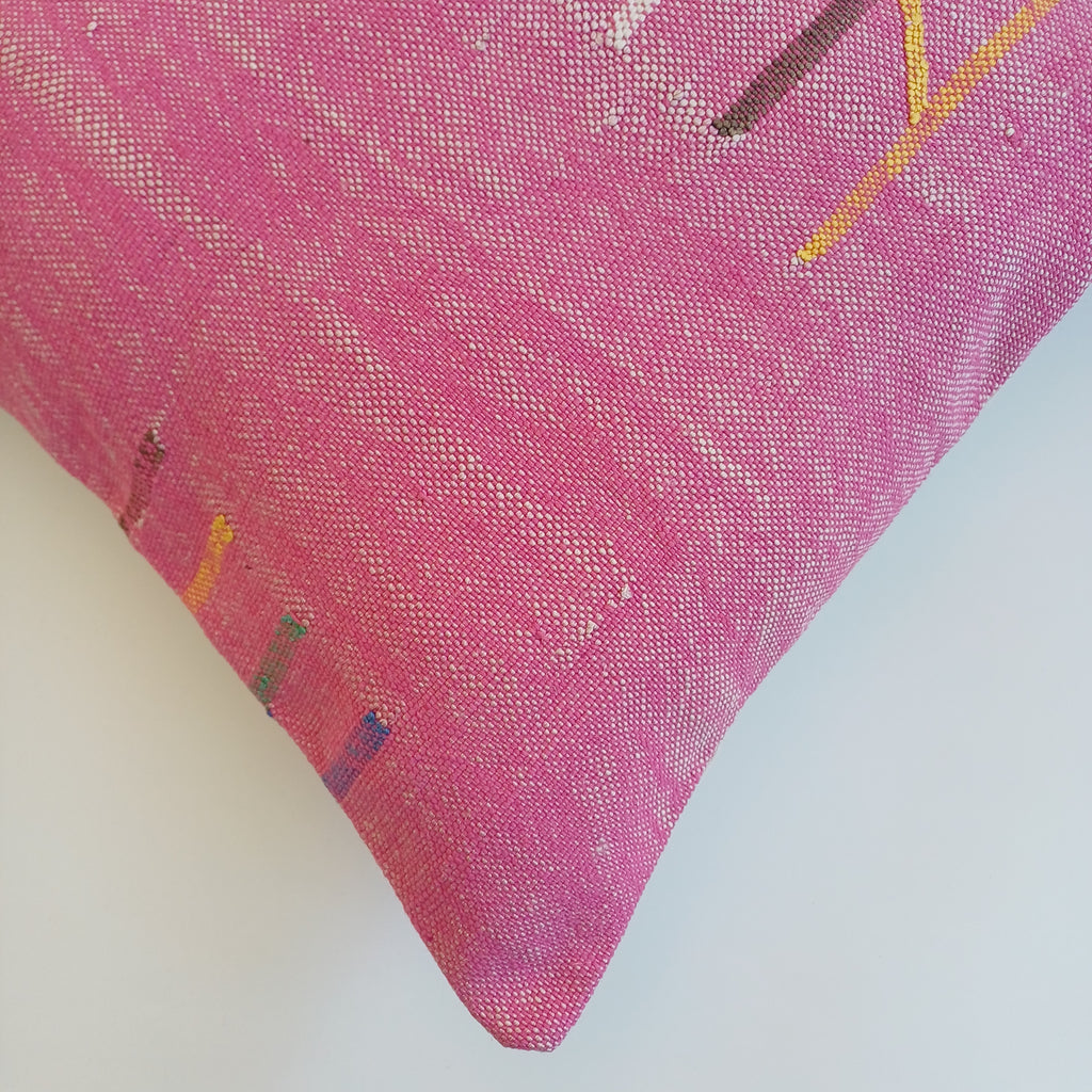 Moroccan Handmade Pink Cactus Silk Cushion Cover 20''x20'' / 50x50 CM
