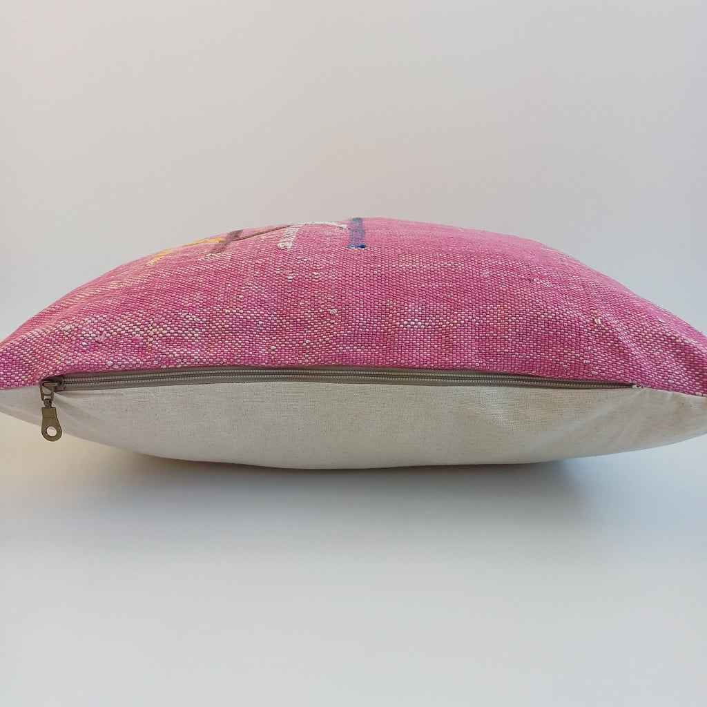 Moroccan Handmade Pink Cactus Silk Cushion Cover 20''x20'' / 50x50 CM