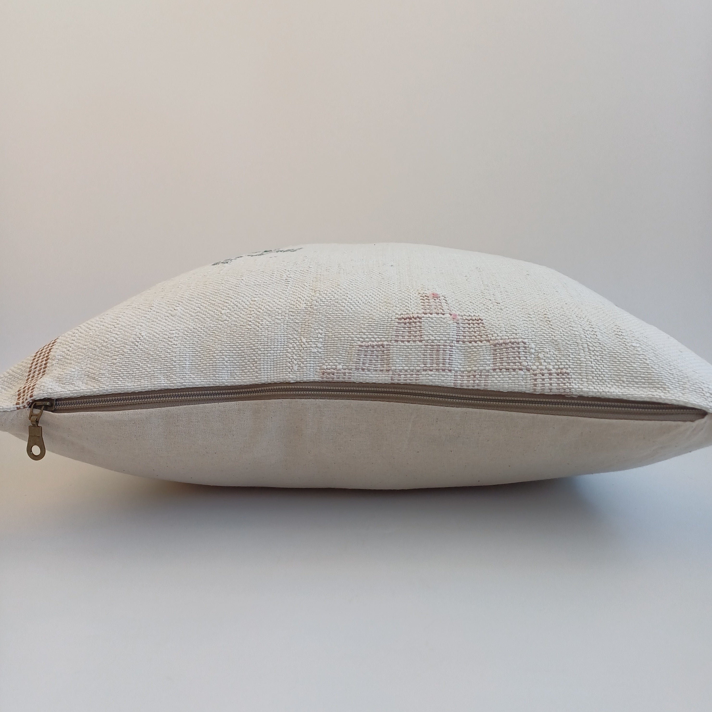 Moroccan Handmade Cream White Cactus Silk Cushion Cover 20''x20'' / 50x50 CM