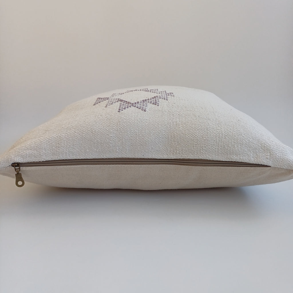 Moroccan Handmade Cream White Cactus Silk Cushion Cover 20''x20'' / 50x50 CM