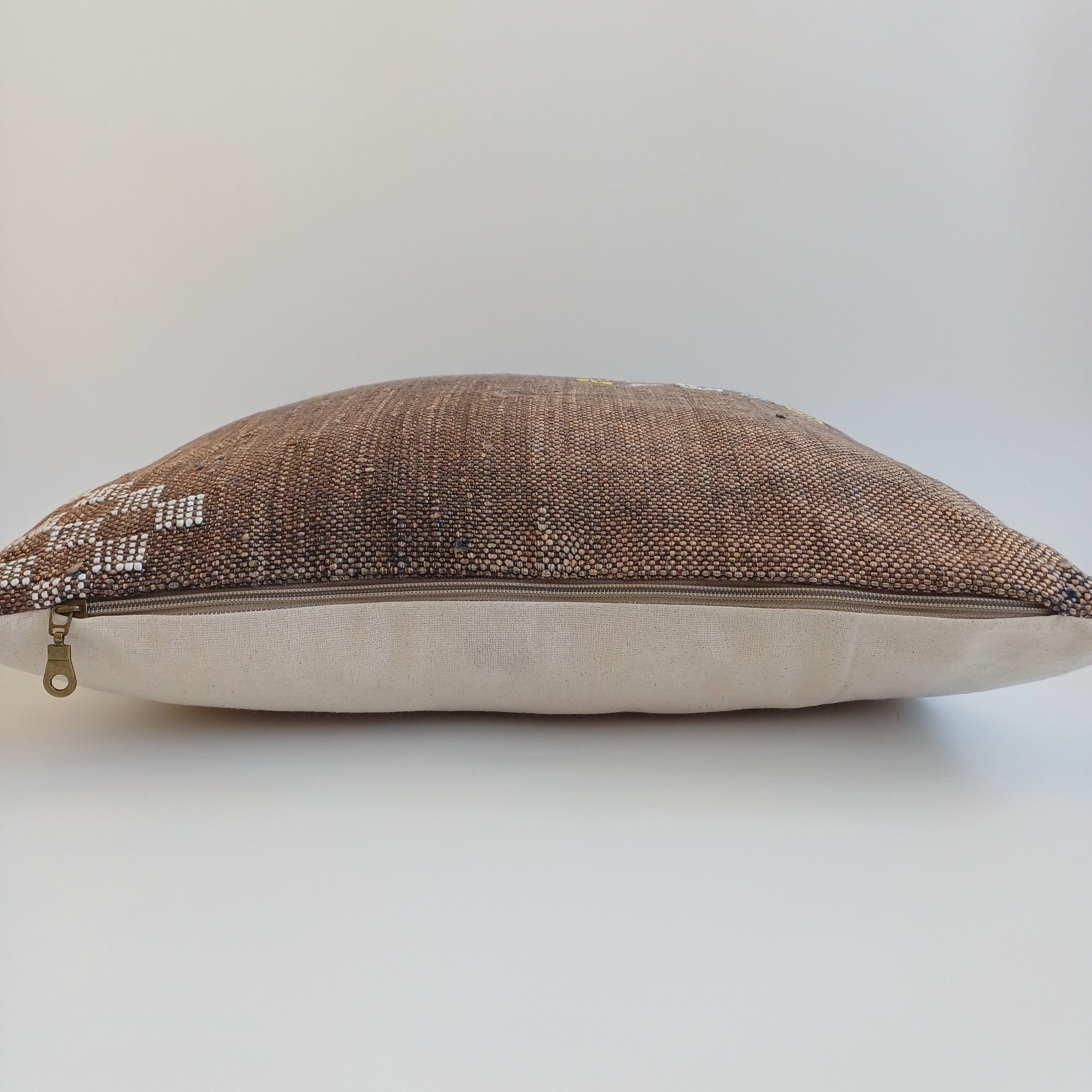 Moroccan Handmade Charcoal Brown Cactus Silk Cushion Cover 20''x20'' / 50x50 CM