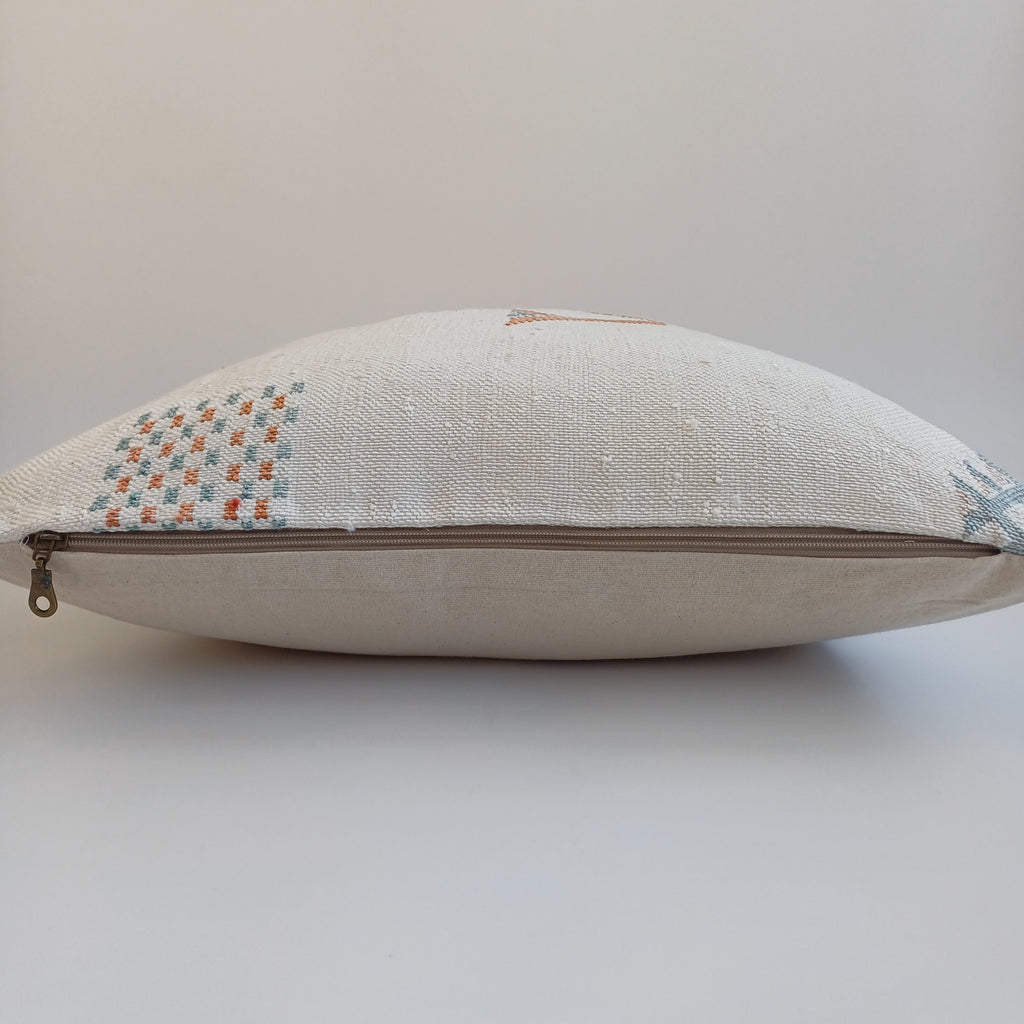 Moroccan Handmade Cream White Cactus Silk Cushion Cover 20''x20'' / 50x50 CM