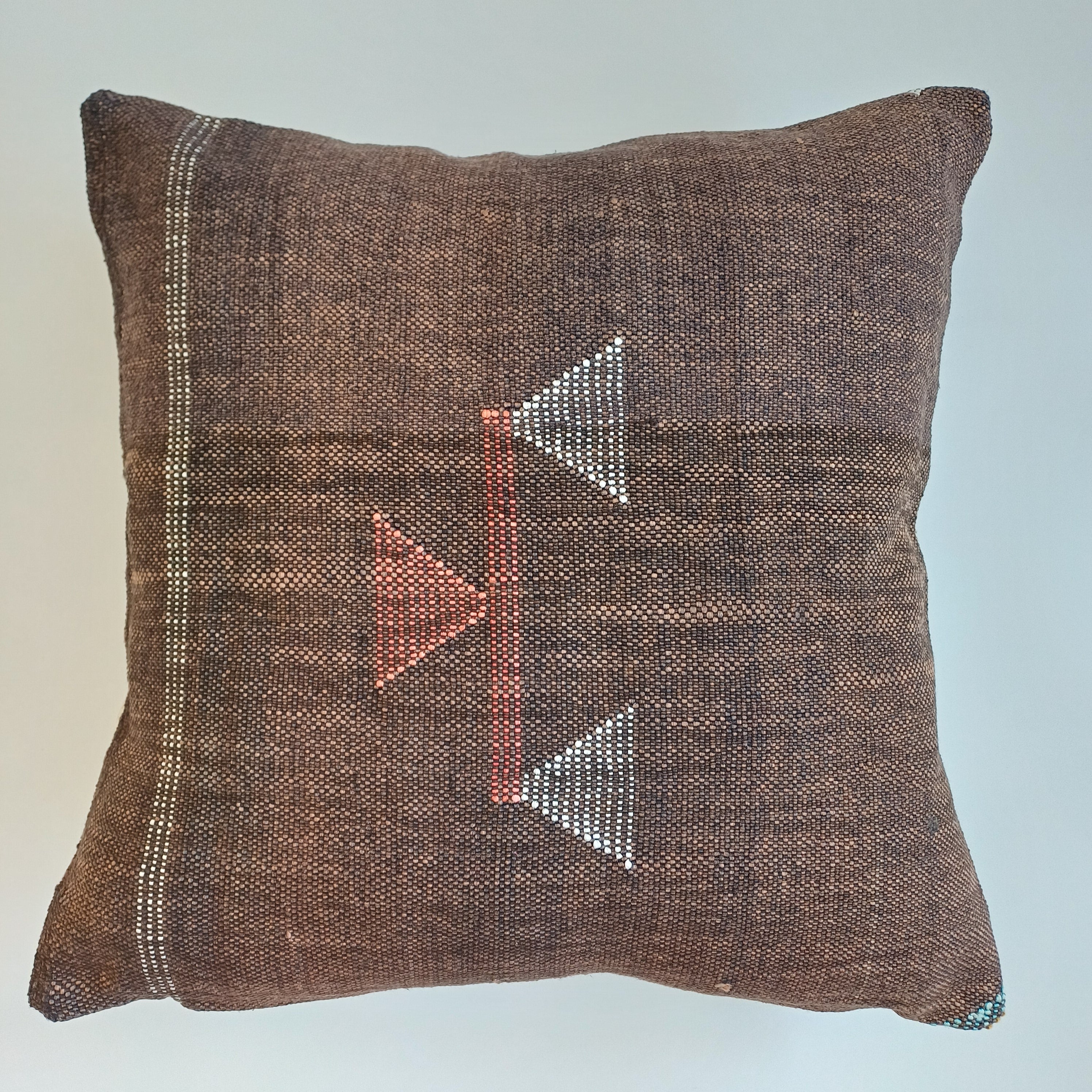 Moroccan Handmade Charcoal Brown Cactus Silk Cushion Cover 20''x20'' / 50x50 CM