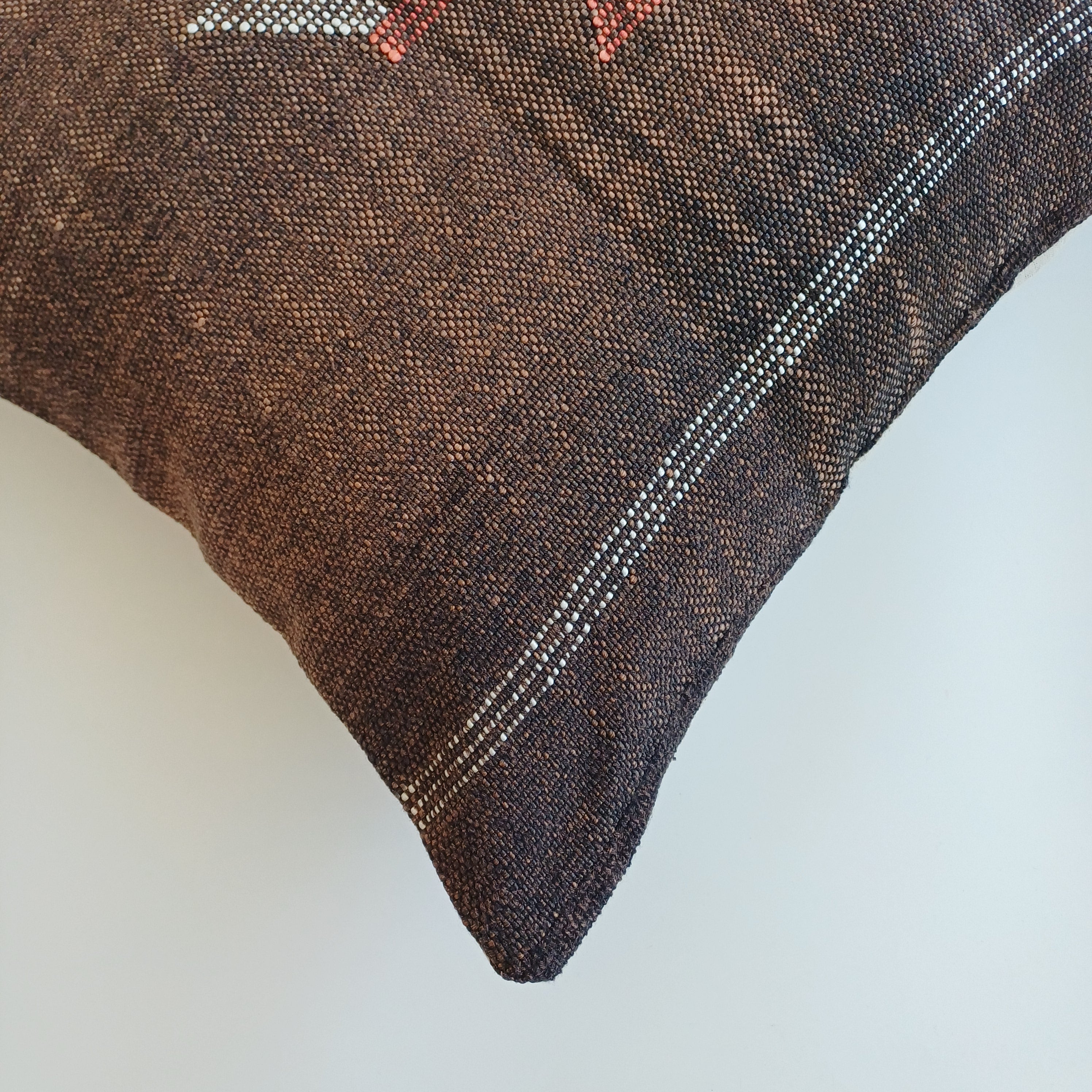 Moroccan Handmade Charcoal Brown Cactus Silk Cushion Cover 20''x20'' / 50x50 CM