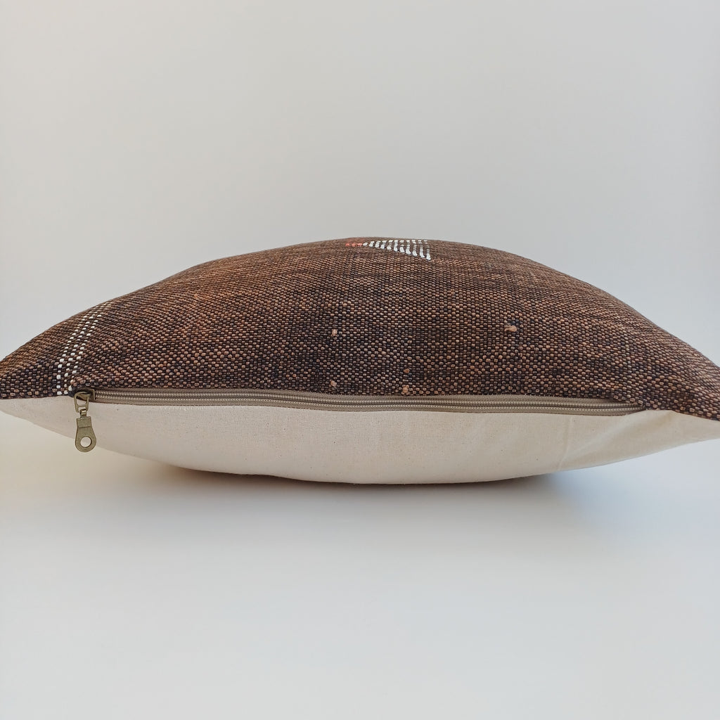 Moroccan Handmade Charcoal Brown Cactus Silk Cushion Cover 20''x20'' / 50x50 CM
