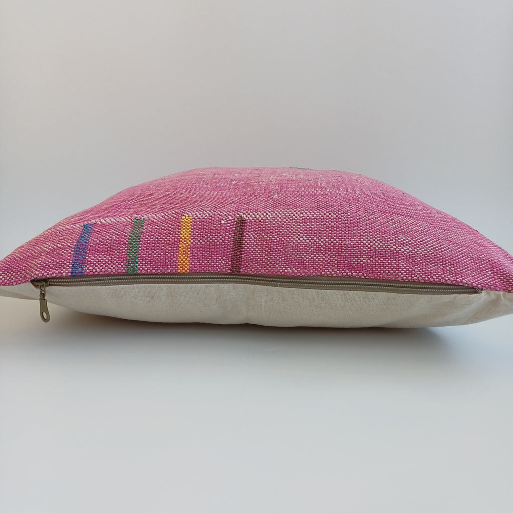 Moroccan Handmade Pink Cactus Silk Cushion Cover 20''x20'' / 50x50 CM