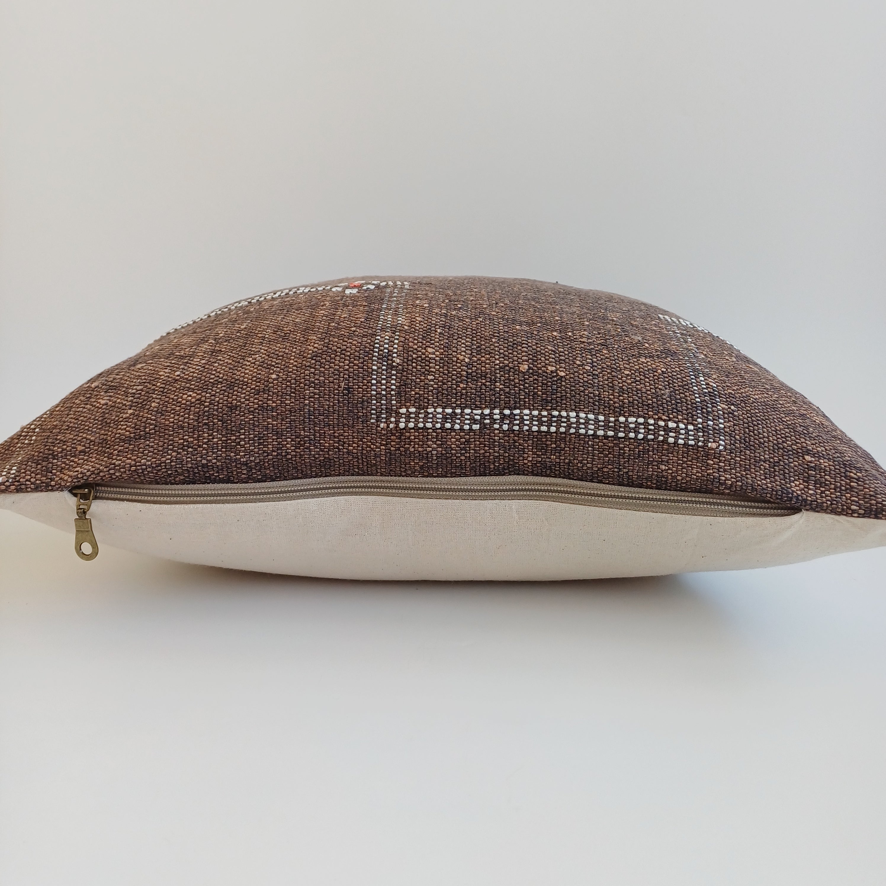 Moroccan Handmade Charcoal Brown Cactus Silk Cushion Cover 20''x20'' / 50x50 CM