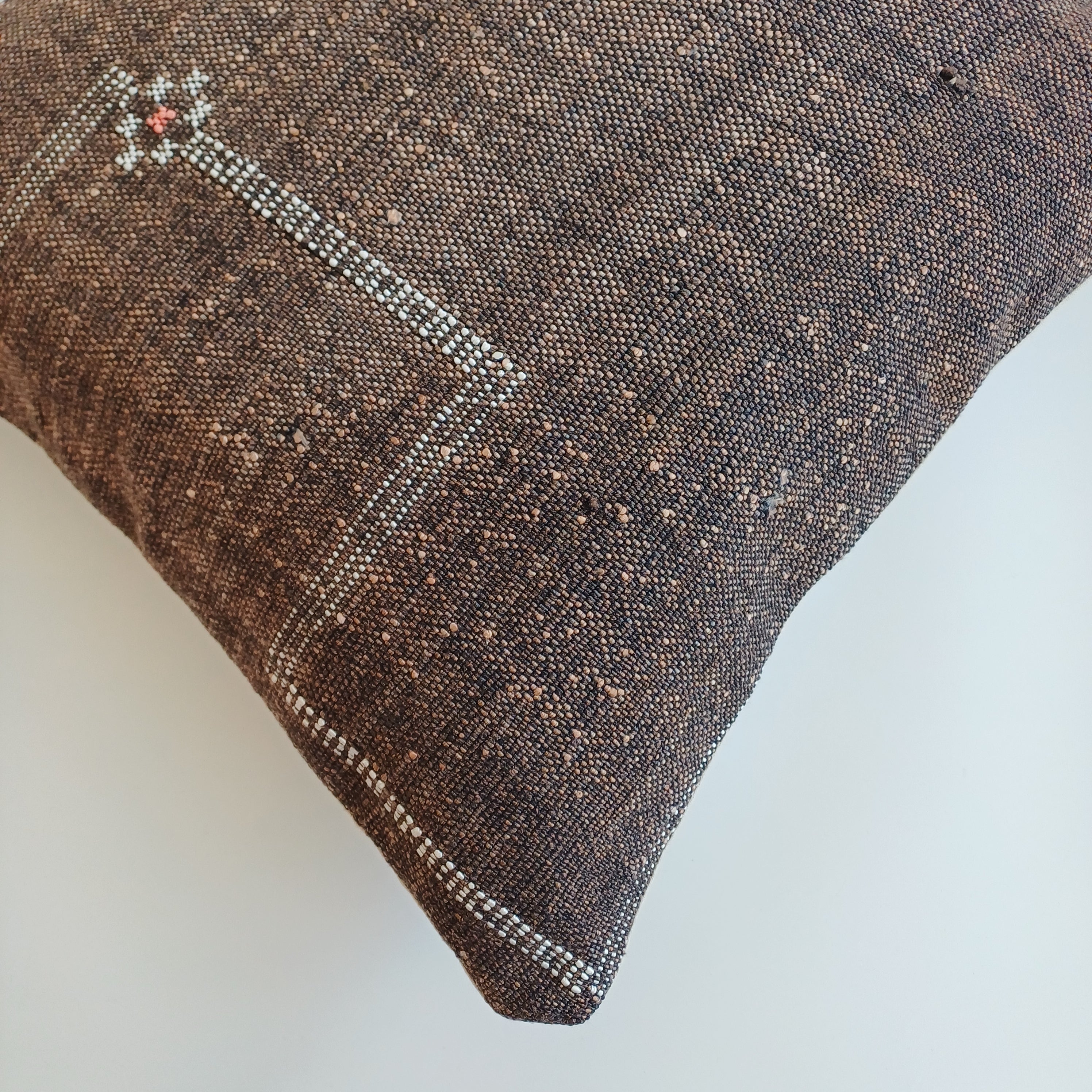 Moroccan Handmade Charcoal Brown Cactus Silk Cushion Cover 19''x19'' / 47x47 CM
