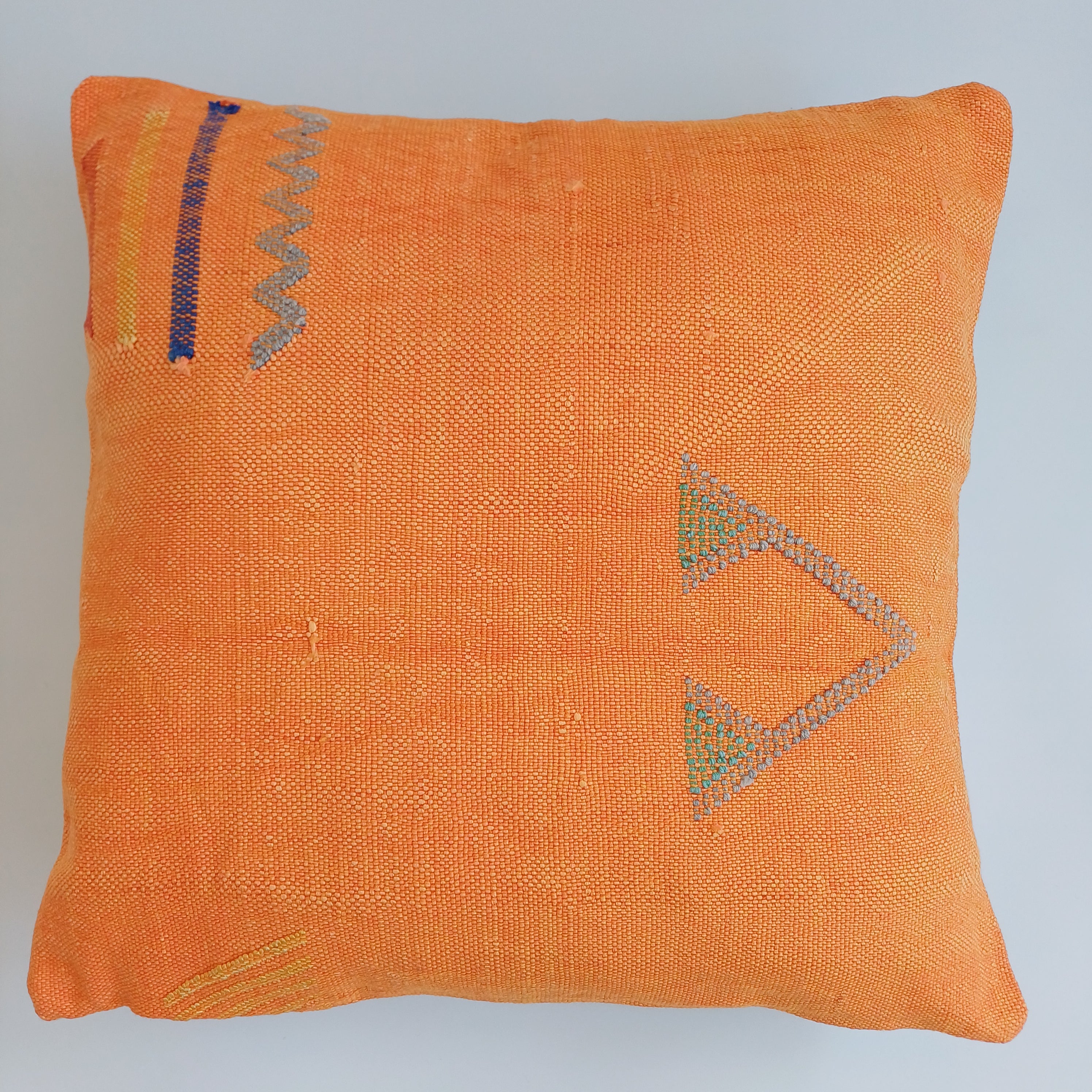 Moroccan Handmade Sunset Orange Cactus Silk Cushion Cover 20''x20'' / 50x50 CM
