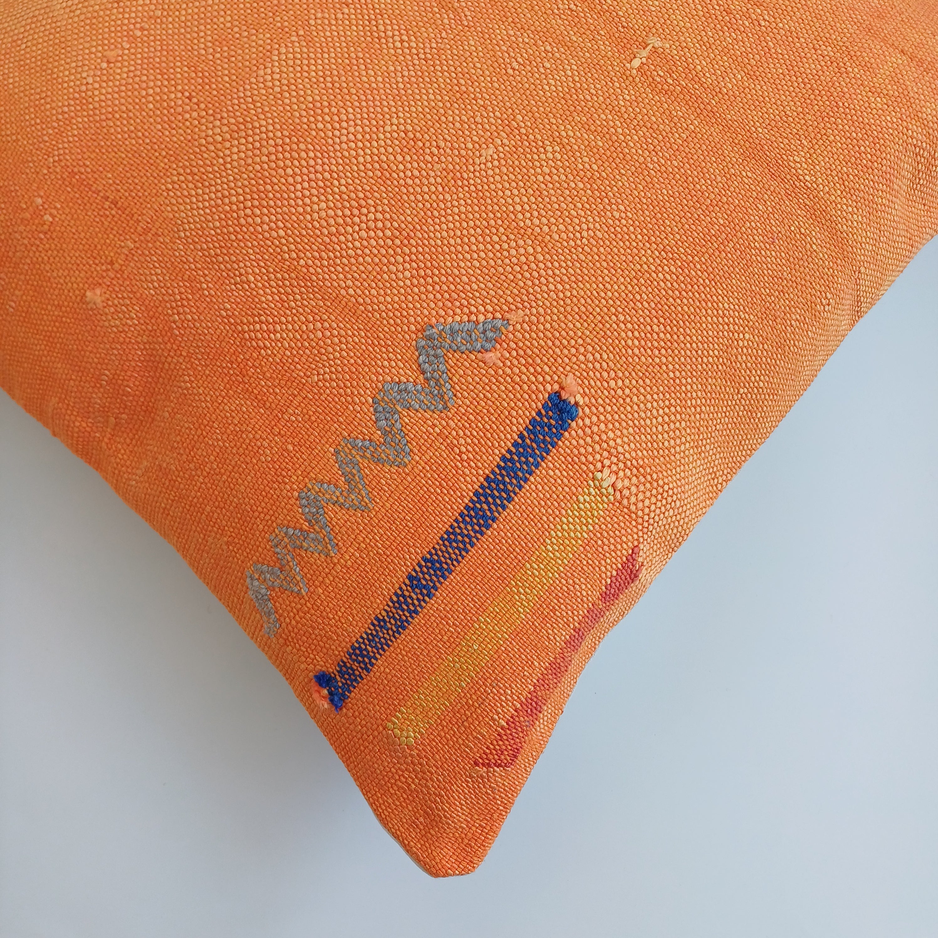 Moroccan Handmade Sunset Orange Cactus Silk Cushion Cover 20''x20'' / 50x50 CM