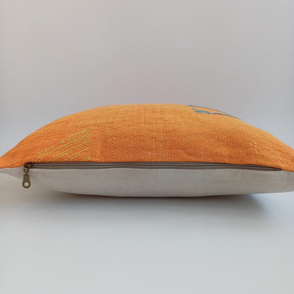 Moroccan Handmade Sunset Orange Cactus Silk Cushion Cover 20''x20'' / 50x50 CM