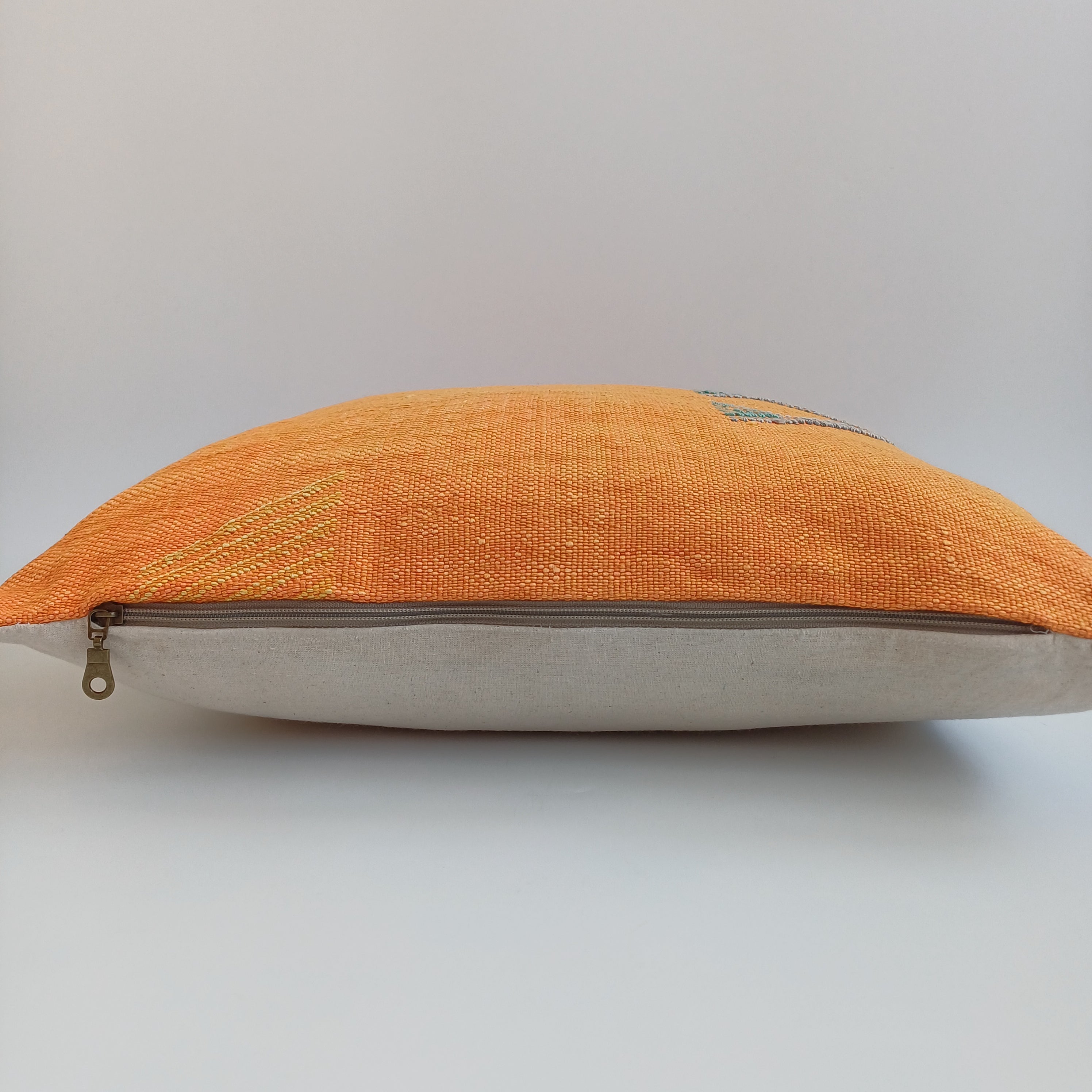 Moroccan Handmade Sunset Orange Cactus Silk Cushion Cover 20''x20'' / 50x50 CM